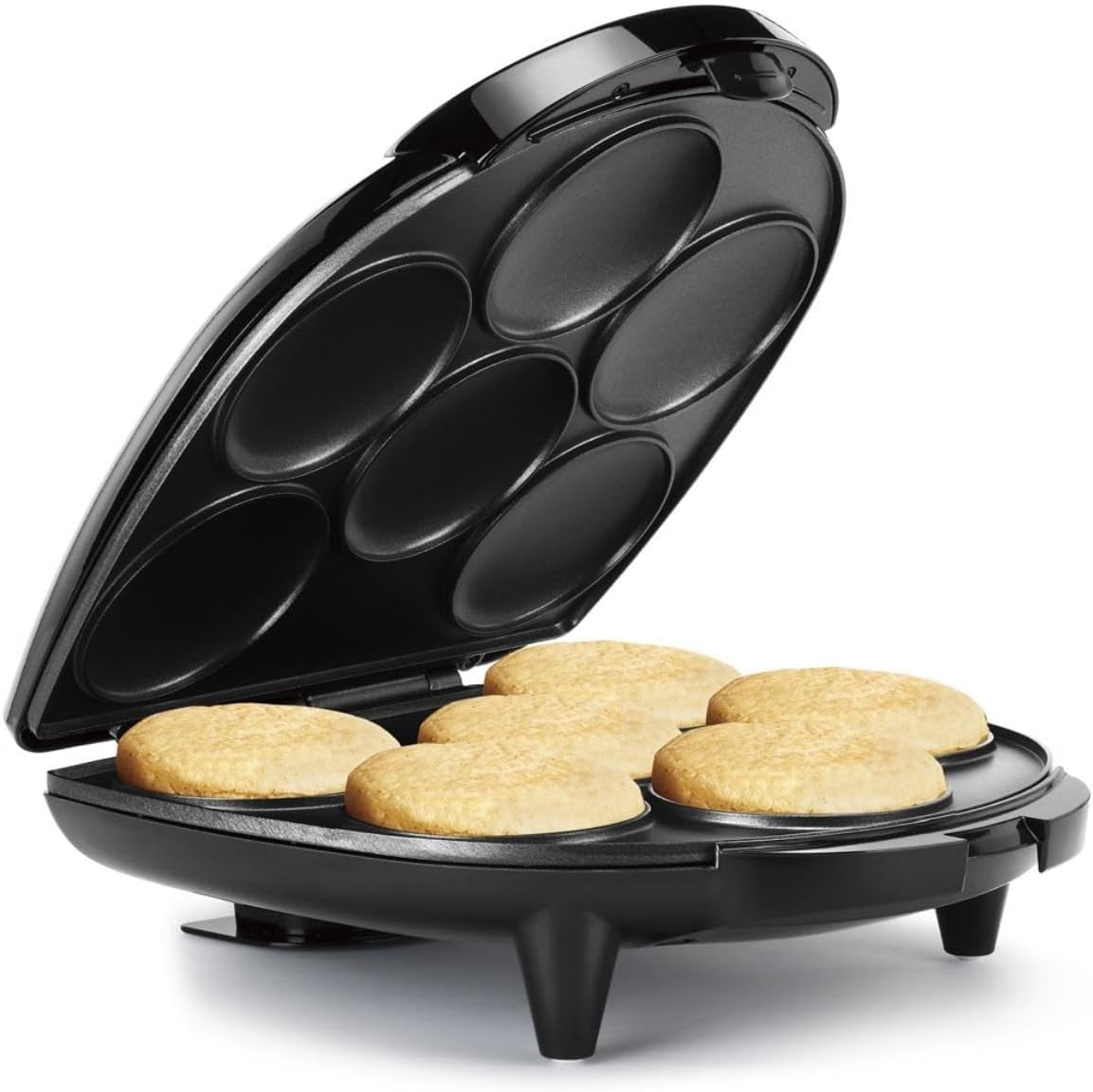 Black Non-Stick 6-Arepa Maker with Safety Lock Lid