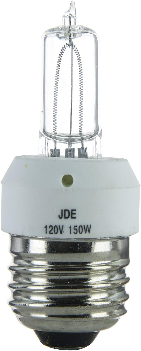 Sunlite JDE Halogen T4 Single Ended Mini Tube Bulb, 150 Watts, 120 Volts, Clear, Medium E26 Base, 2200 Lumens, 3200K Bright White, 100 CRI, 1 Pack
