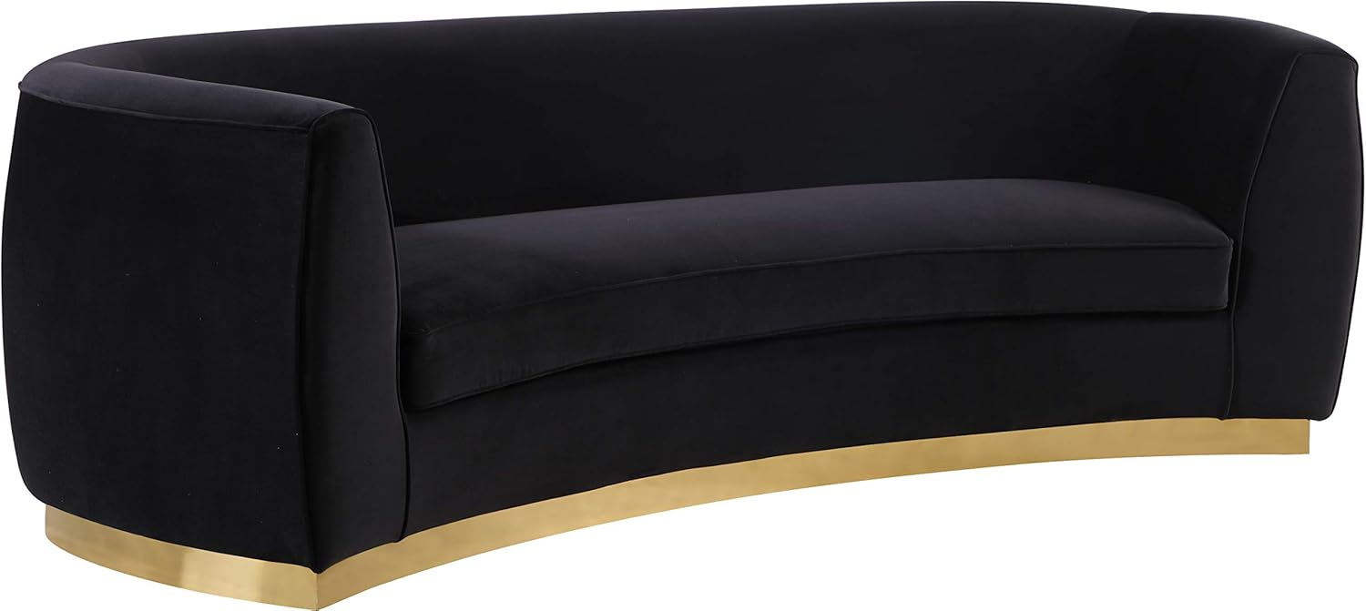 Julian Black Velvet Sofa with Gold Stainless Steel Base