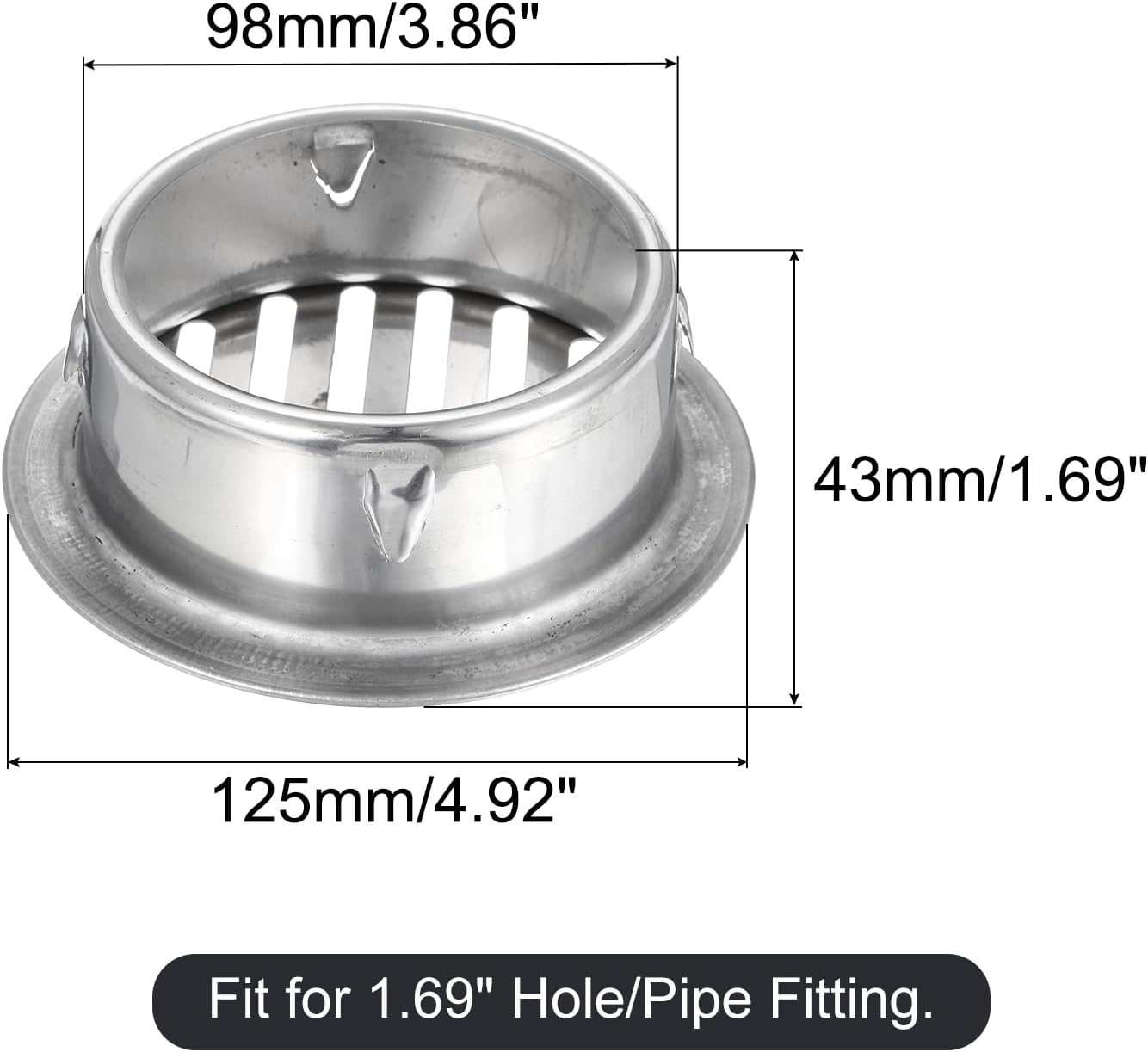 Uxcell Floor Drain Cover,, 4.8 Inch Stainless Steel Anti Block Drain Cover for Outdoor Bathroom Kitchen, 98 Flat Mouth