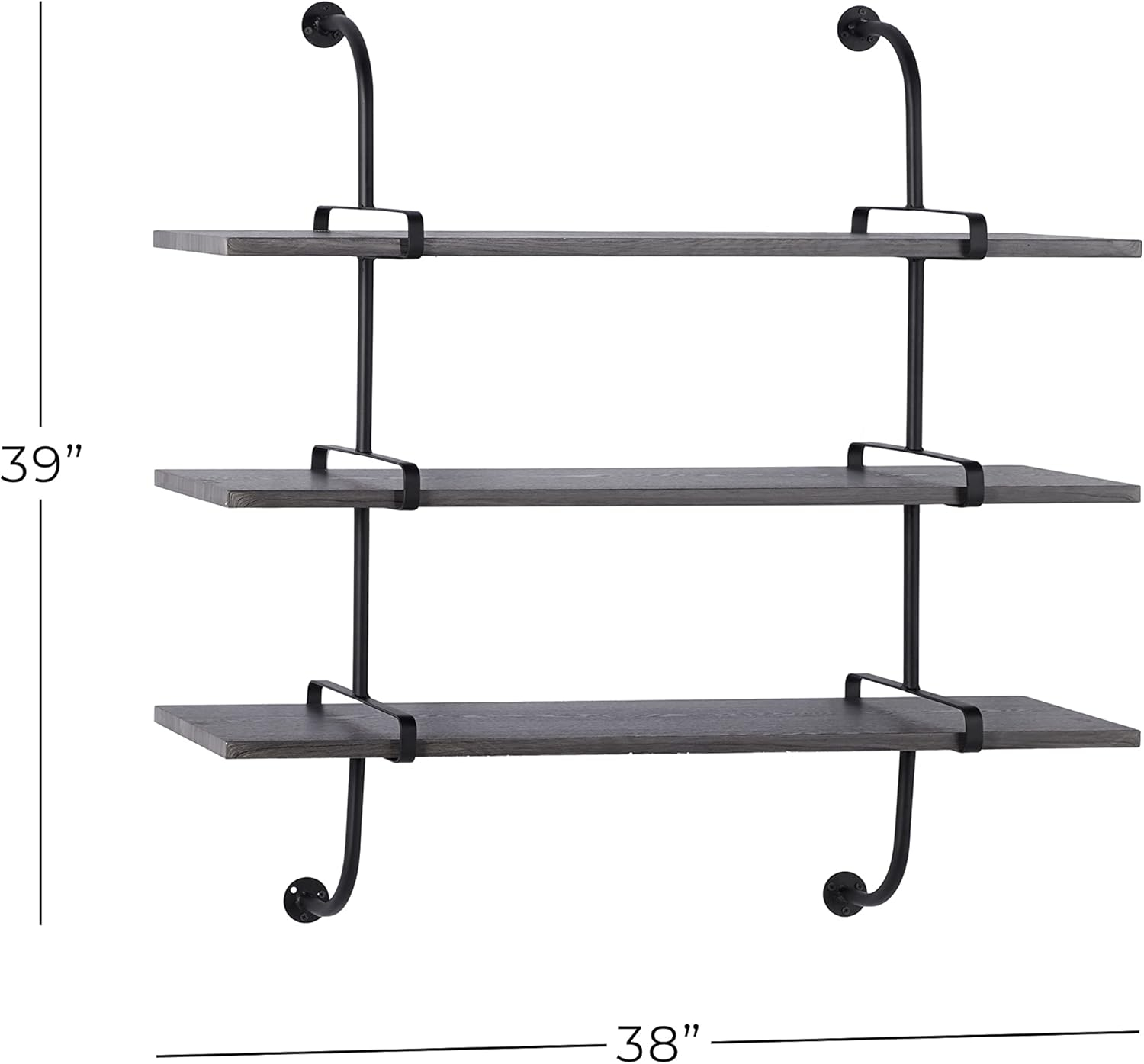 DecMode 38" x 10" 3-Tier Gray Wall Shelf