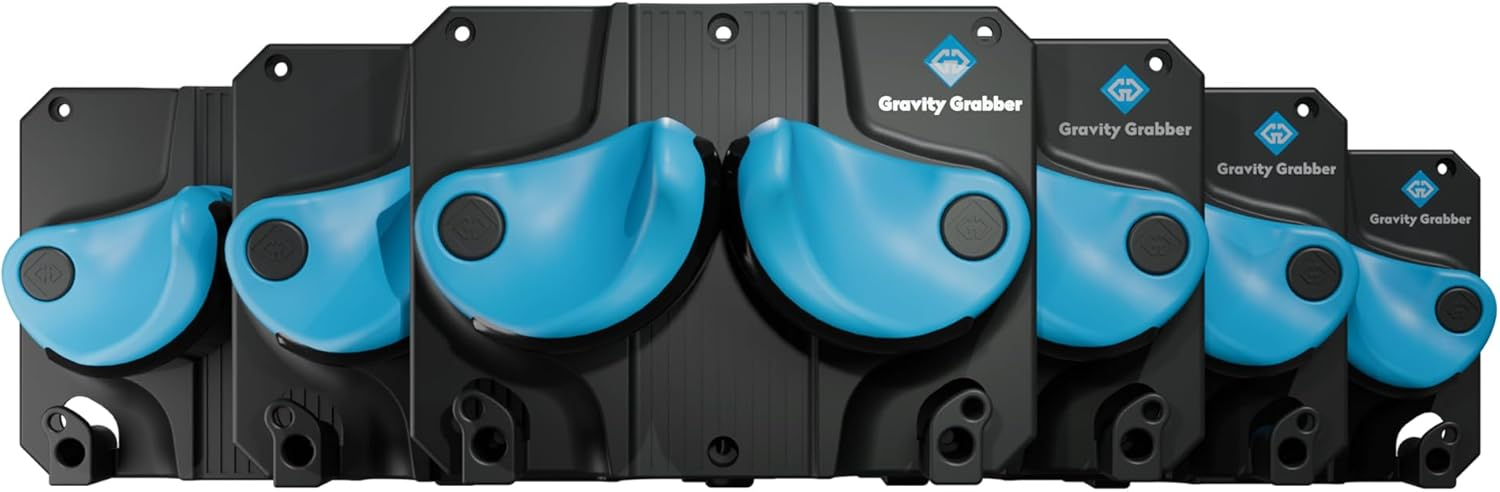 Gravity Grabber Black and Cyan Wall-Mounted Ski and Snowboard Rack 6-Pack