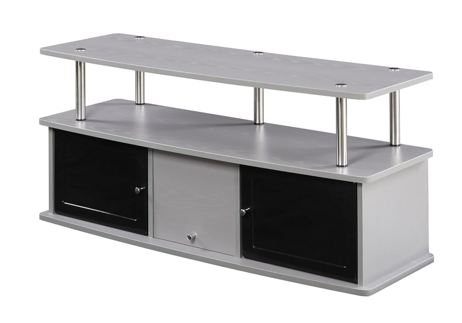 Designs2Go TV Stand with 3 Storage Cabinets and Shelf for TVs up to 55 inches, Gray