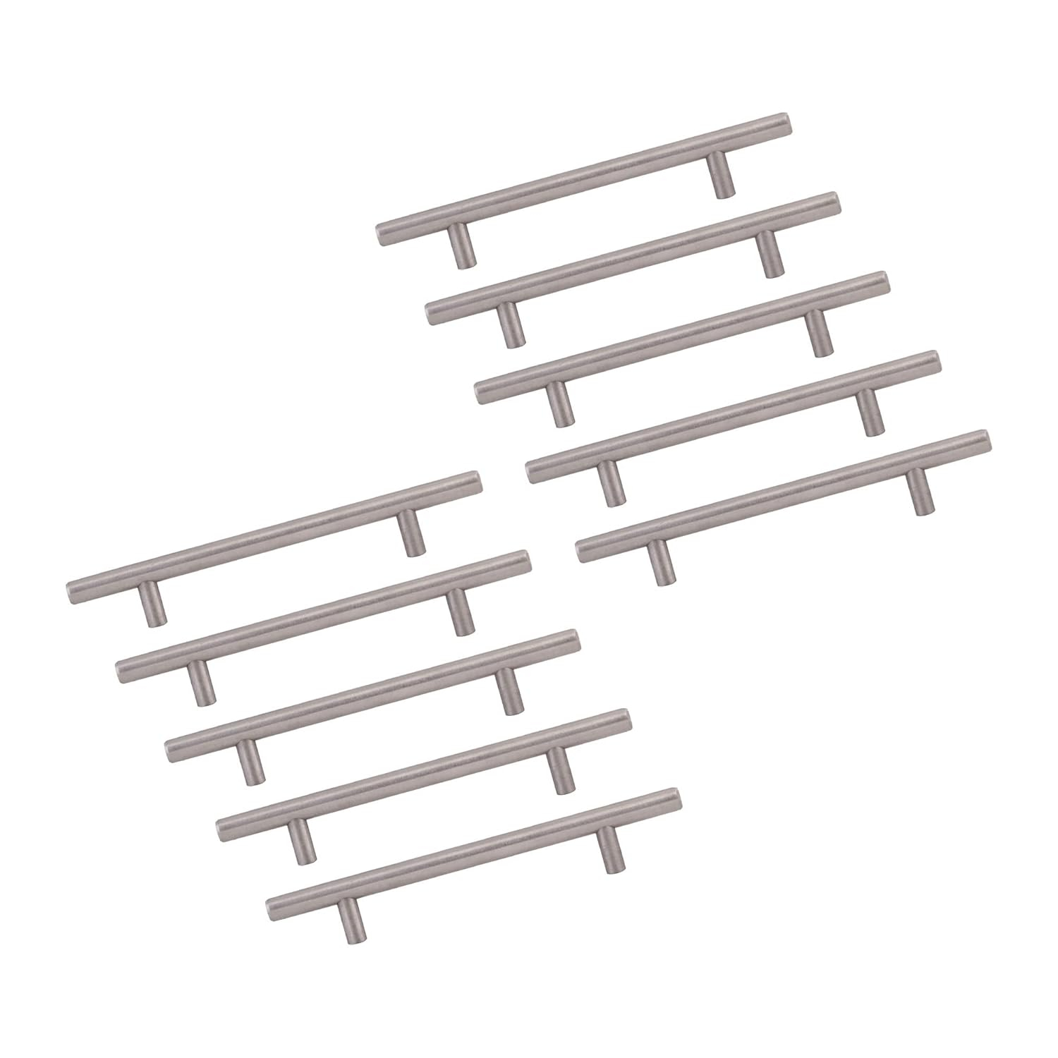 Design House 10-Pack Modern 6" Solid Center-to-Center Cabinet Pulls, Satin Nickel