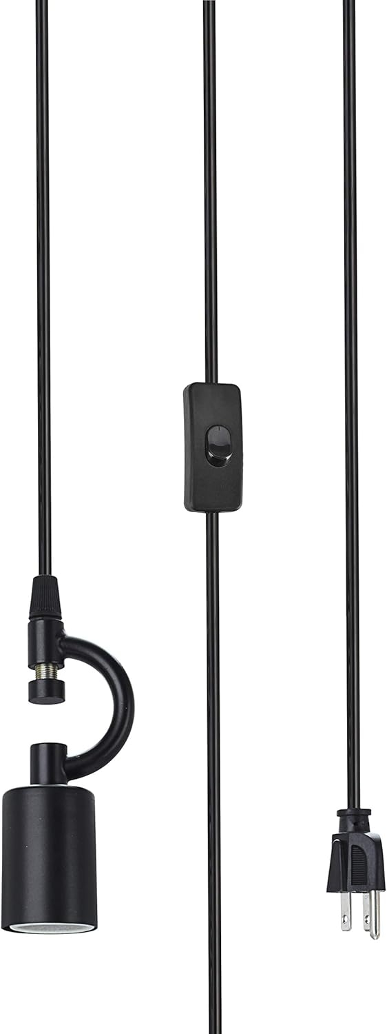 Aspen Creative 21043-1, One-Light Plug-In Swag Pendant Light Conversion Kit in Matte Black