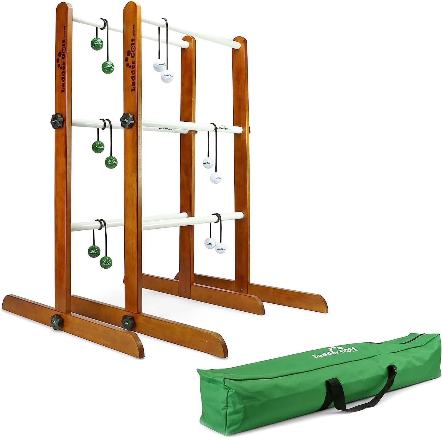 Tournament Edition Wooden Ladder Golf Game Set with Green Carrying Bag