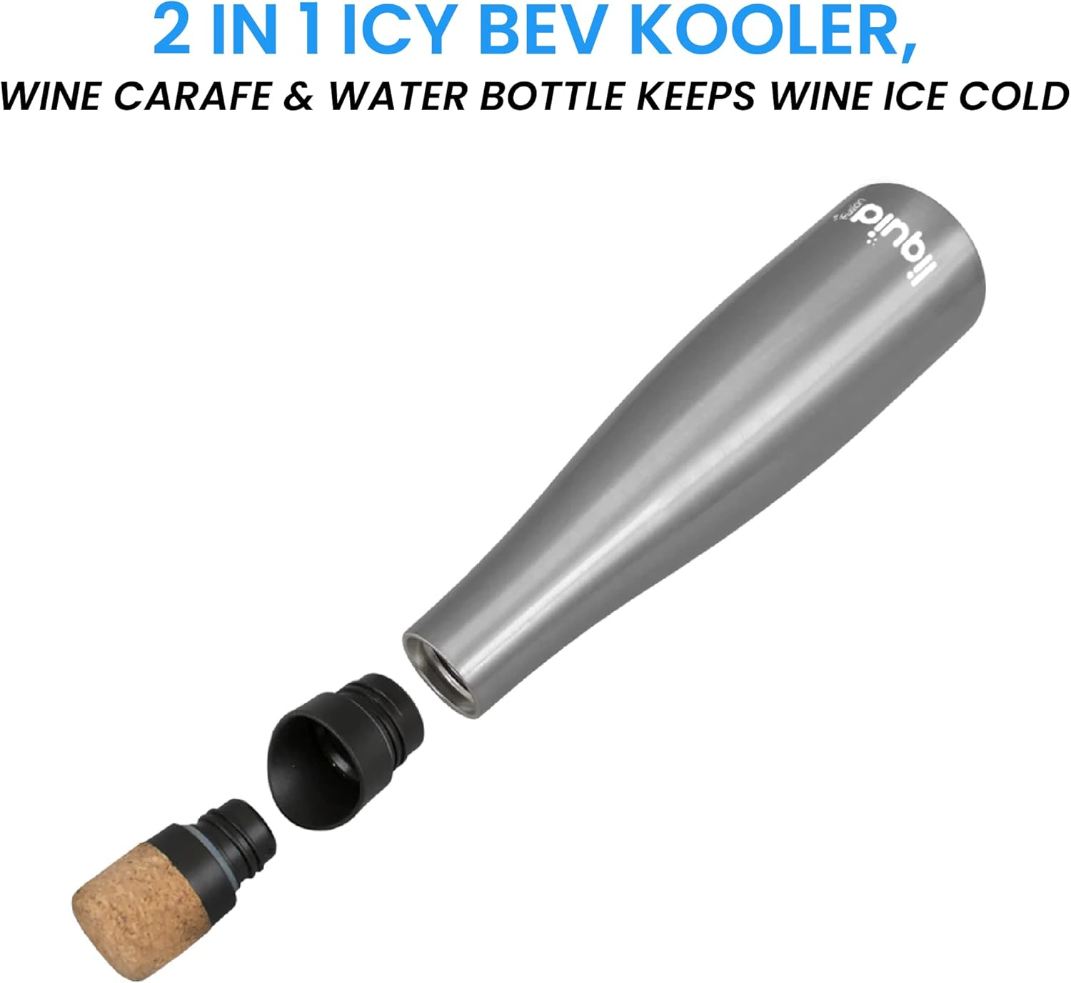 Silver Stainless Steel Insulated Wine and Water Bottle
