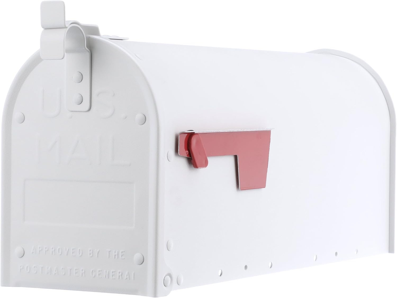 Architectural Mailboxes Admiral™ Rust-Proof Aluminum Metal Post Mounted Mail Box for Outside, White, Medium Curbside Mailbox, USPS Approved for Residential Delivery