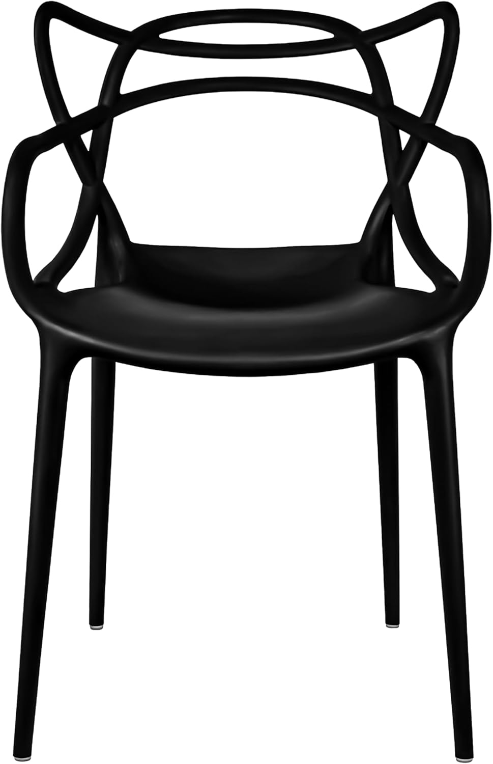 2xhome Modern Contemporary Designer Dining Chair Molded Plastic Indoor Outdoor Patio Elbow Chair, Black