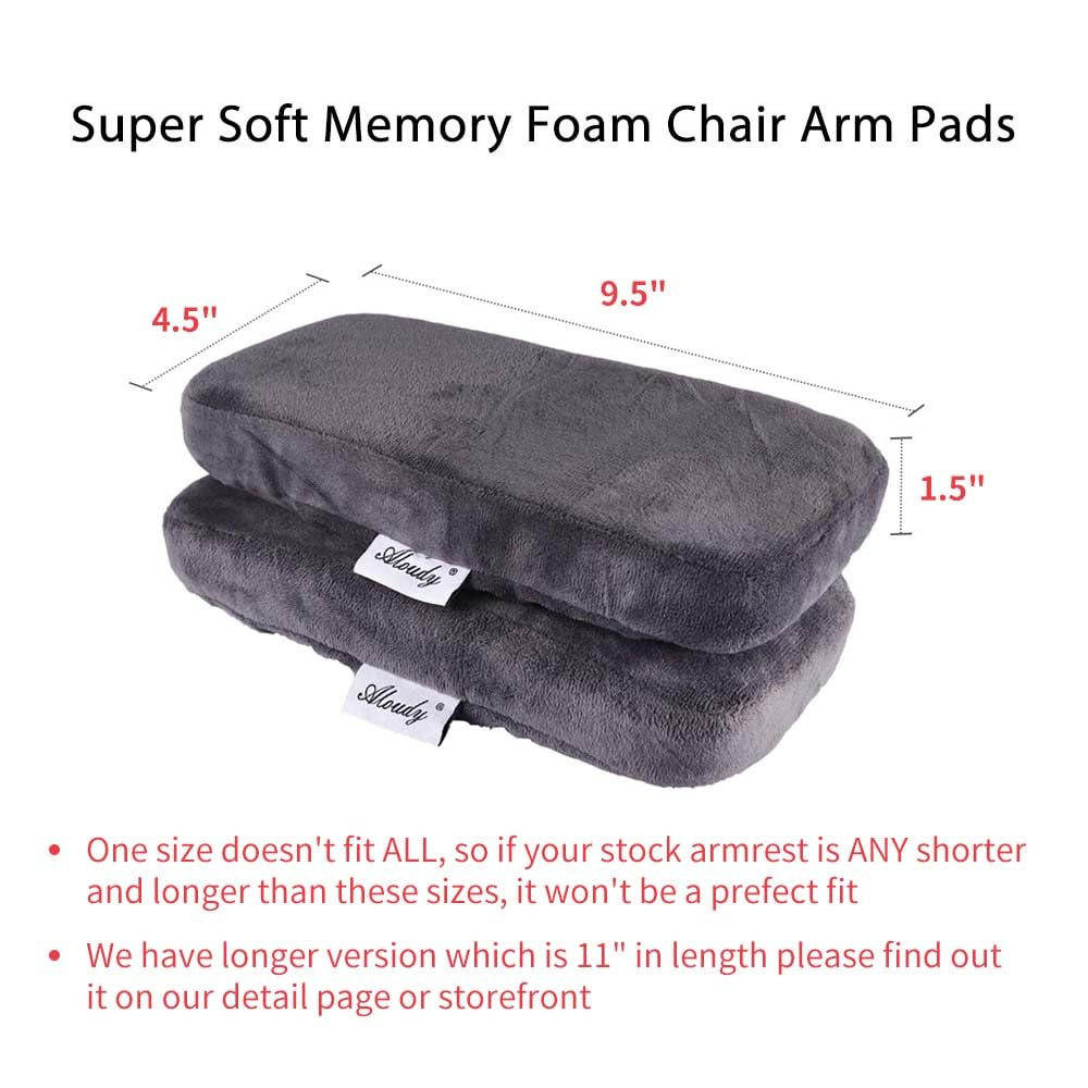 Aloudy Ergonomic Memory Foam Office Chair Armrest Pads, Comfy Gaming Chair Arm Rest Covers for Elbows and Forearms Pressure Relief(Set of 2) (Gray)