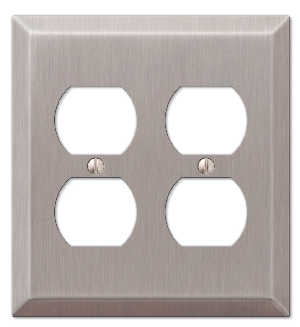 Amerelle Century Brushed Nickel 2 gang Stamped Steel Duplex Wall Plate 1 pk