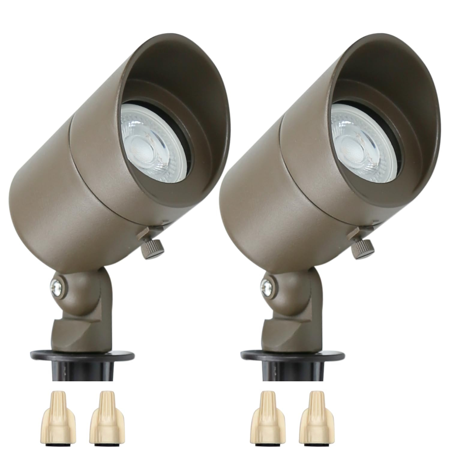 4W Landscape Spotlights (2-Pack) | Low Voltage Outdoor Spot Lights - 12V 3000K Outdoor LED Spotlight | Landscape Spotlight for House Lighting Tree Lighting | MR16 4W LED Bulb (Bronze)