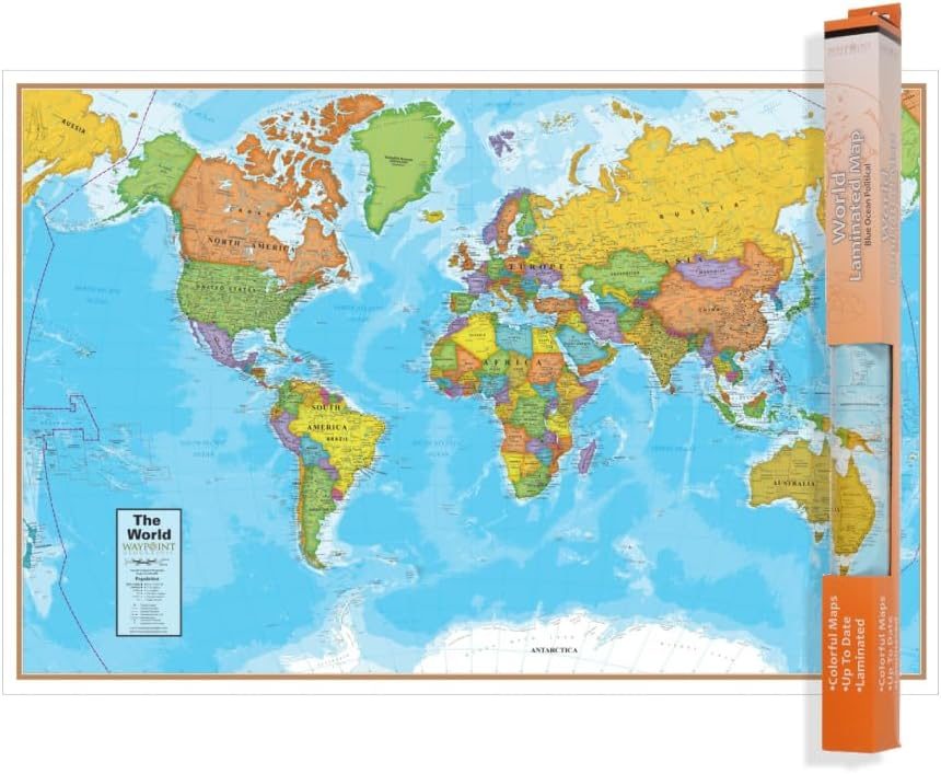 Waypoint Geographic Blue Ocean World 24" x 36" Laminated Wall Map