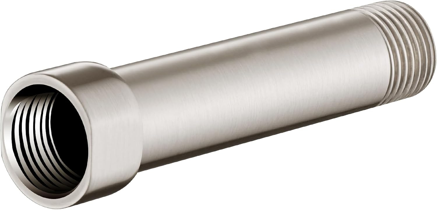 BRIGHT SHOWERS Shower Arm Extender for Rain and Handheld Shower Head, 4 Inch Shower Head Extension Arm, Shower Pipe Extension for Extending or Lowering Showerhead, Brushed Nickel