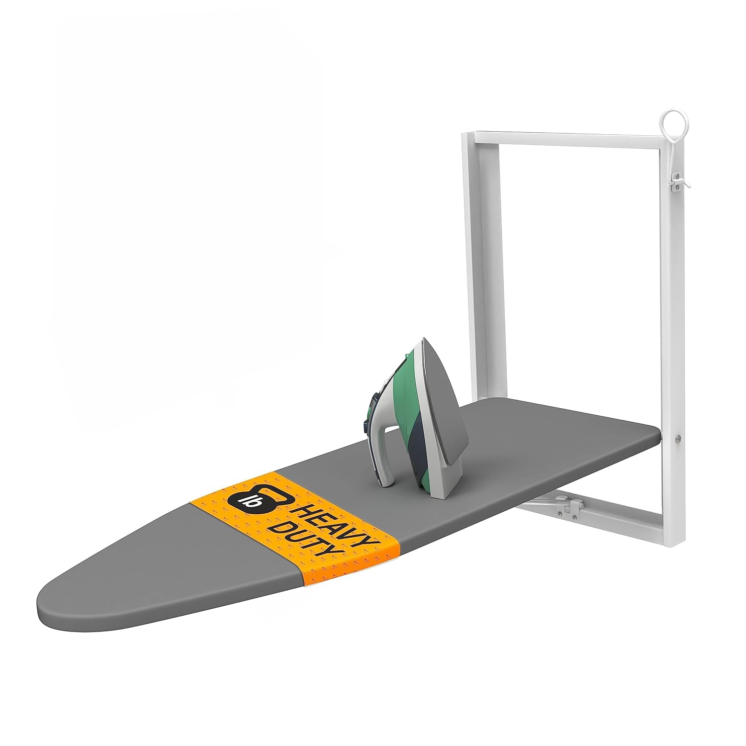 Xabitat Wall Mounted Ironing Board | 37" X 15" Compact Mount Fold Down Ironing Board for Small Spaces | Space Saving with Cotton Fabric Cover | White and Grey