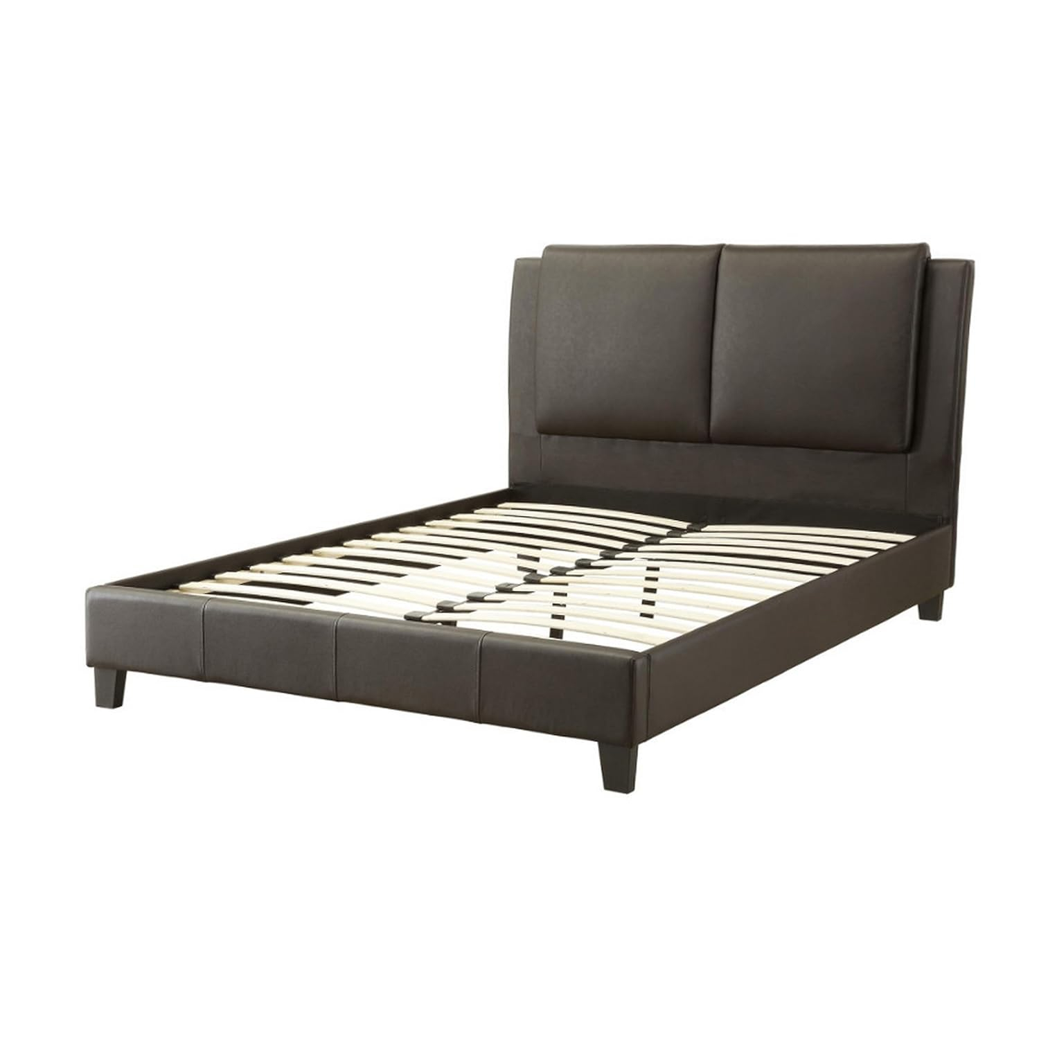 Benjara Elegant Wooden Eastern King Bed With PU Head Board, Brown