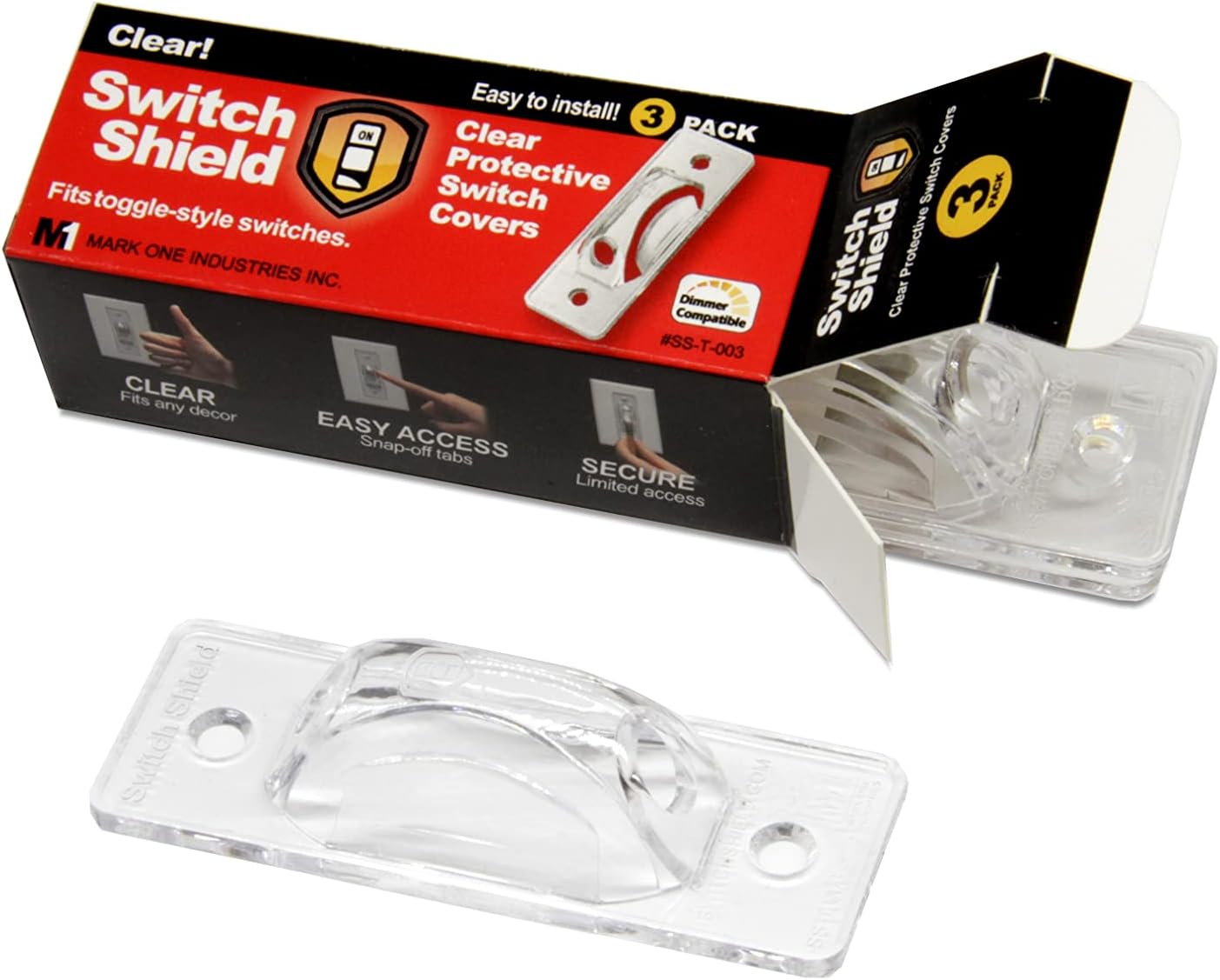 Clear Light Switch Guard / Cover (3 Pack) Toggle Style, Child-Safe, Home & Office