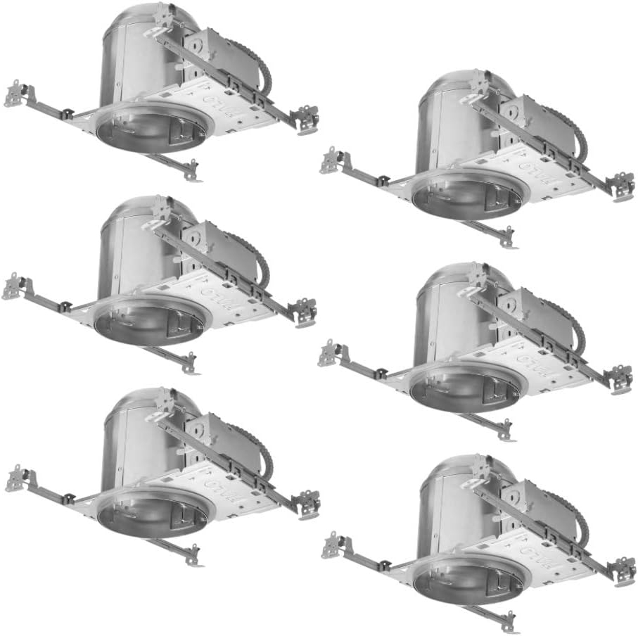 6-Pack Aluminum 6" IC Rated Recessed Housing for LED and Incandescent