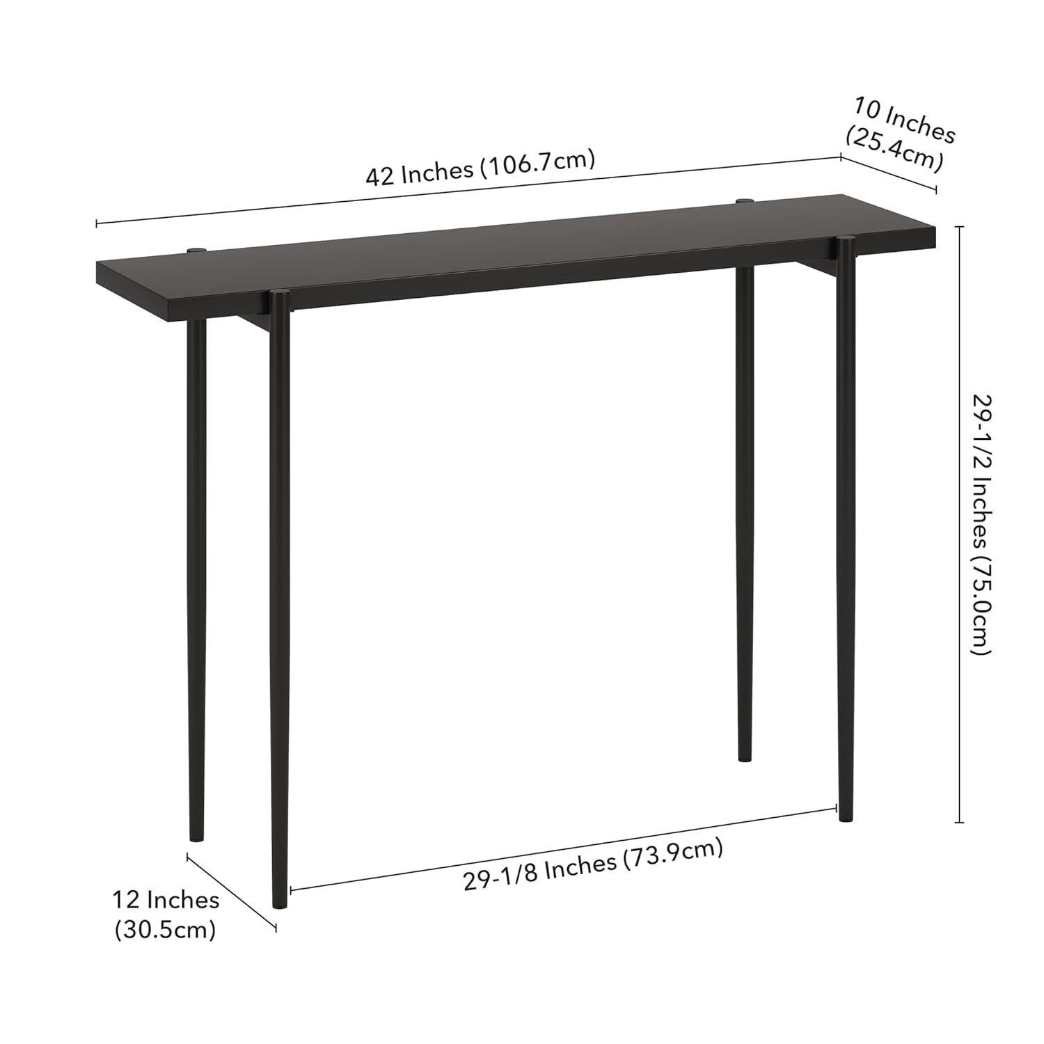 Evelyn&Zoe Wayne 42" Rectangular Console Table, Blackened Bronze