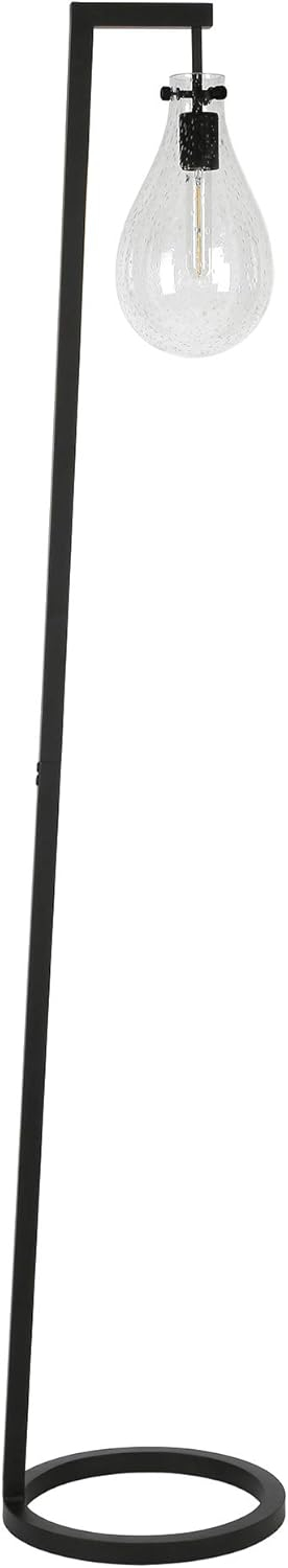 Evelyn&Zoe Weston 66" Tall Floor Lamp with Glass Shade, Blackened Bronze/Seeded