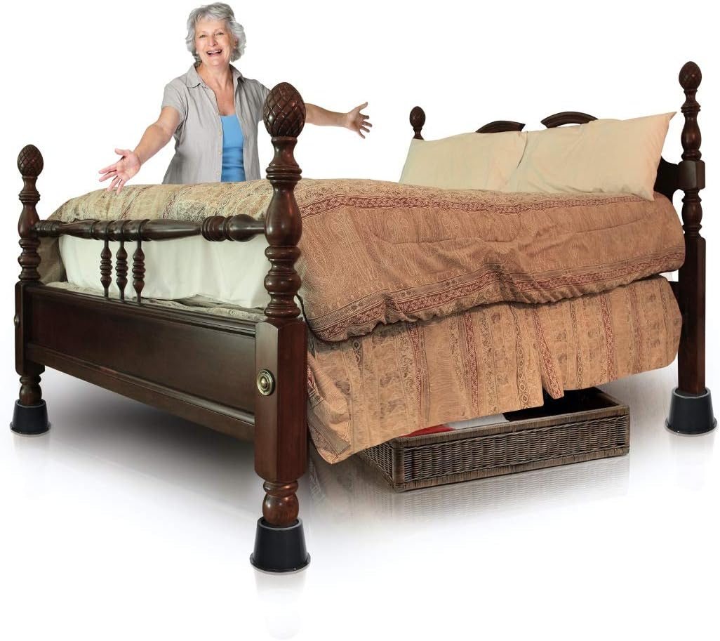 Slipstick CB672 3 Inch Bed Risers/Furniture Raisers with Steel Reinforced Holder Top, Lifts Height 3" (4 Pack)