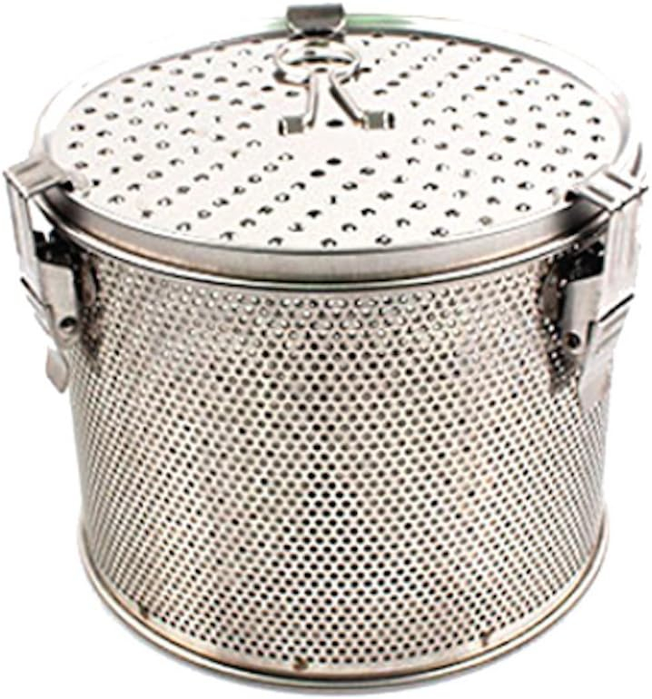 Commercial Grade D 6.3" X H 5.3" Genuine Stainless Steel 18/8 Perforated Tall Strainer - One Touch Lock System - Restaurant & Home Use - Extra Large
