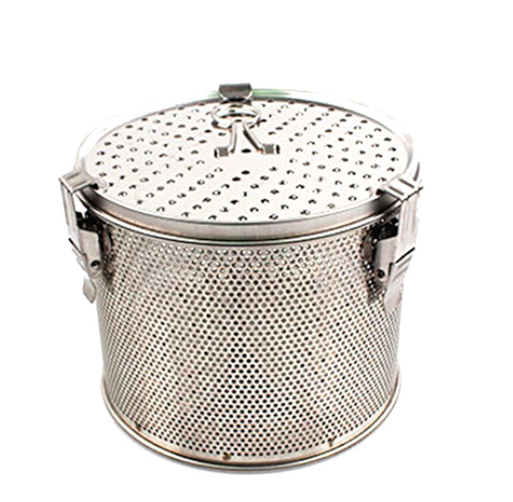 Commercial Grade D 6.3" X H 5.3" Genuine Stainless Steel 18/8 Perforated Tall Strainer - One Touch Lock System - Restaurant & Home Use - Extra Large