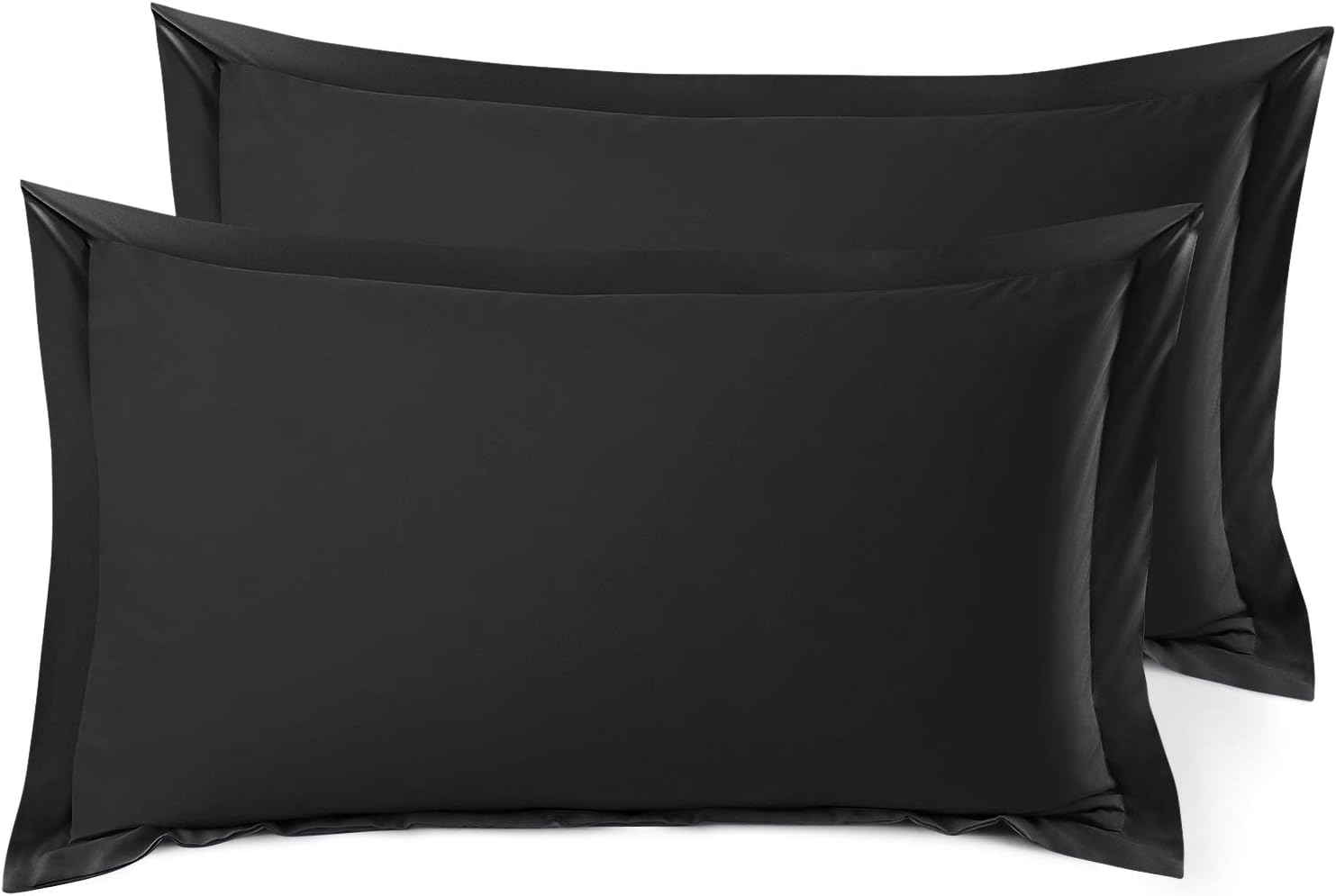 Nestl Pillow Sham Set of 2, Premium 1800 Series Double Brushed Bed Pillow Cases, Black, King 20" X 36"