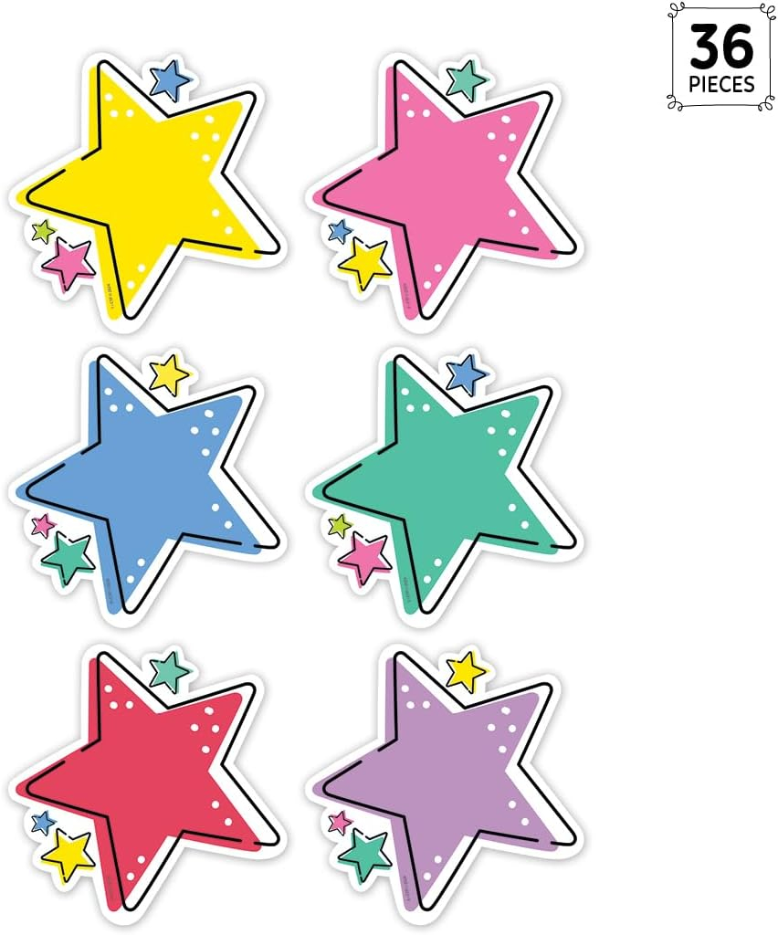 Colorful 6" Designer Star Cut-Outs for Classroom Decor