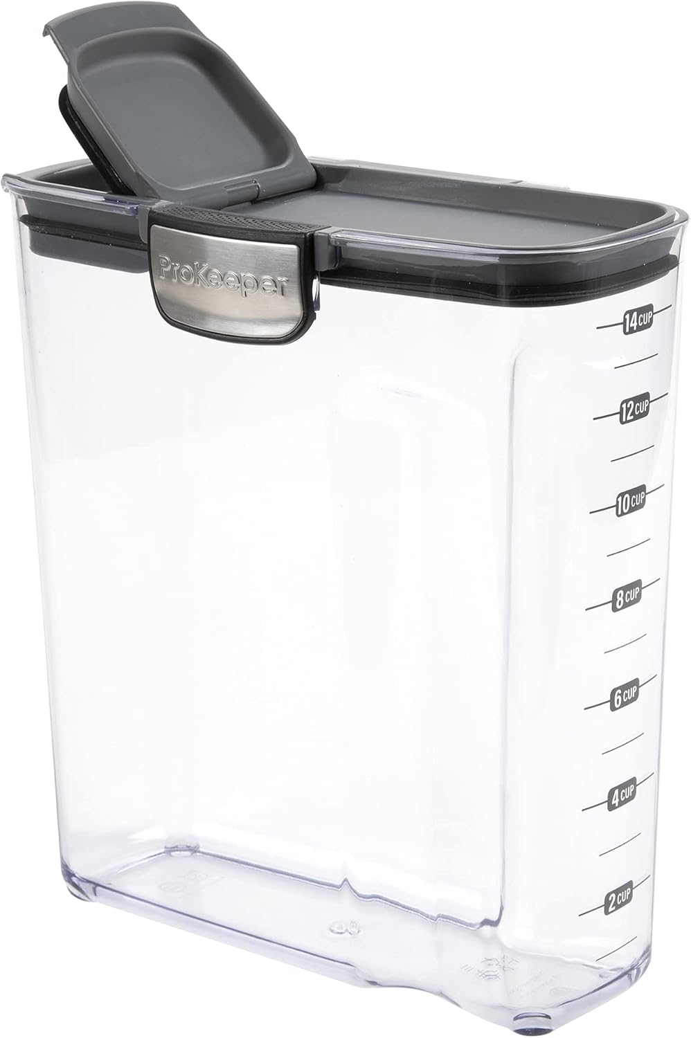 Progressive International Cereal ProKeeper Grey Plastic Airtight Food Storage Jar, 14 Cups