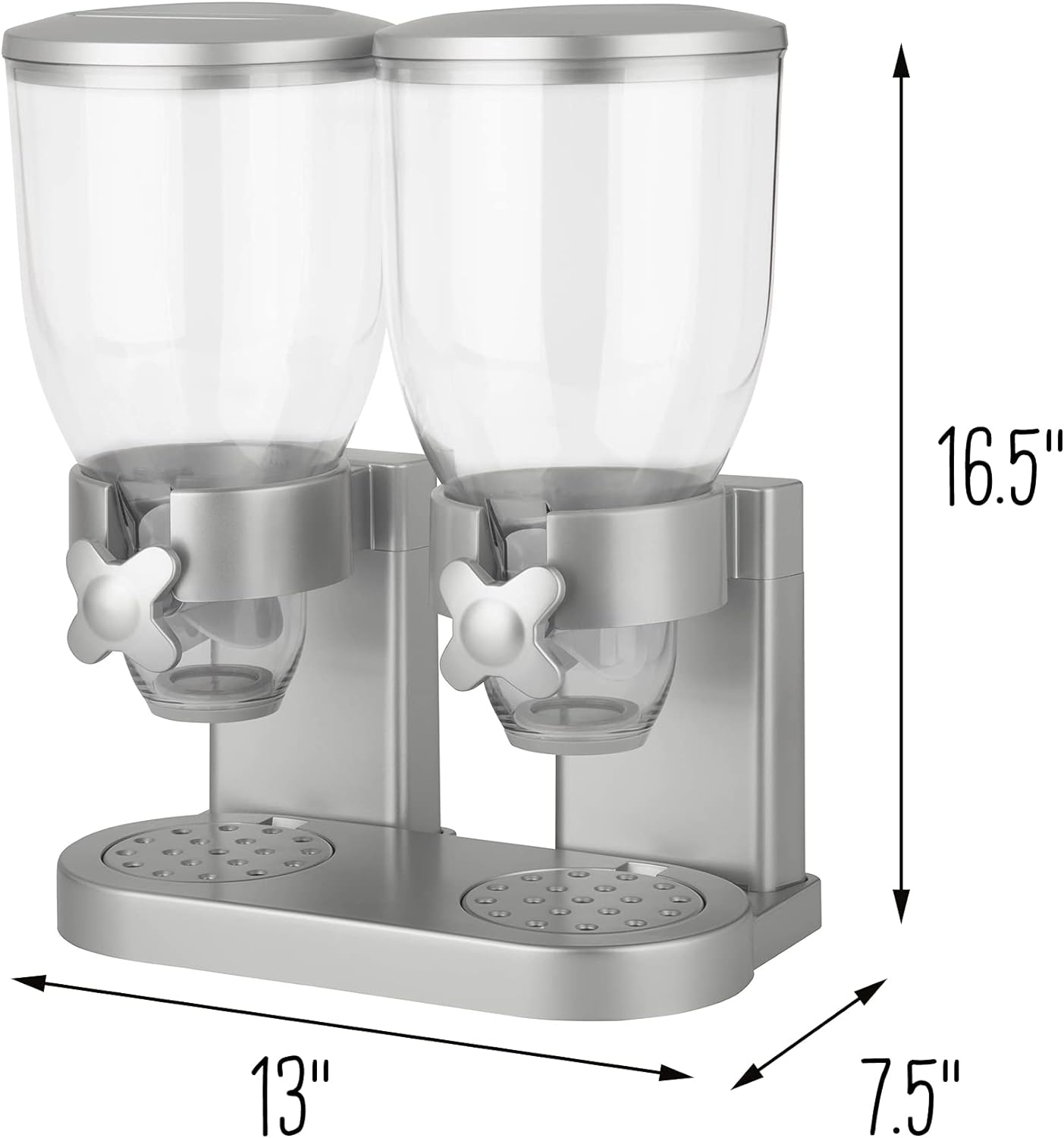 Zevro /GAT202 Indispensable Dry Food Dispenser, Dual Control, Silver
