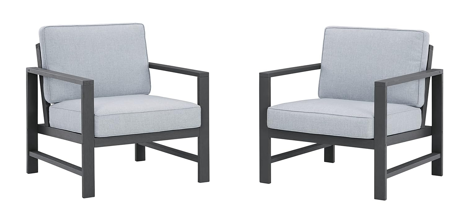 Elegant Gray Eucalyptus Wood Transitional Lounge Chair Set