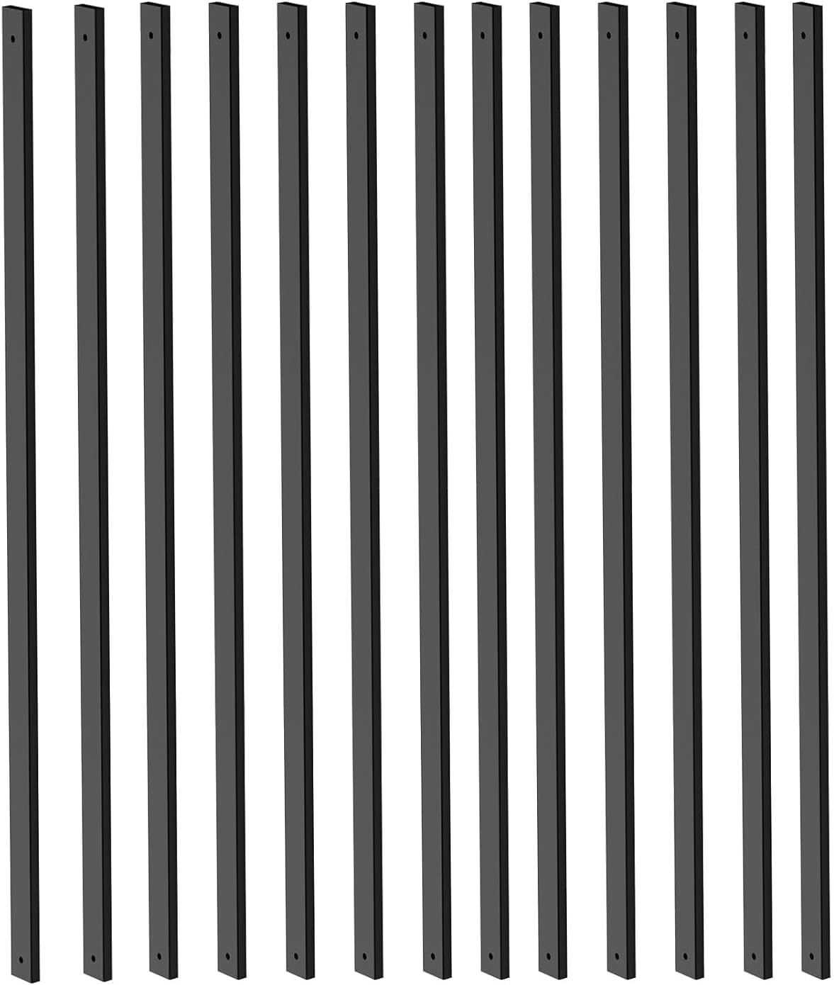 25 Pack Rectangle Staircase Balusters, 36" Black Metal Deck Spindle and Stairs Railing, Hollow Rectangle Deck Balusters for Porch Railing
