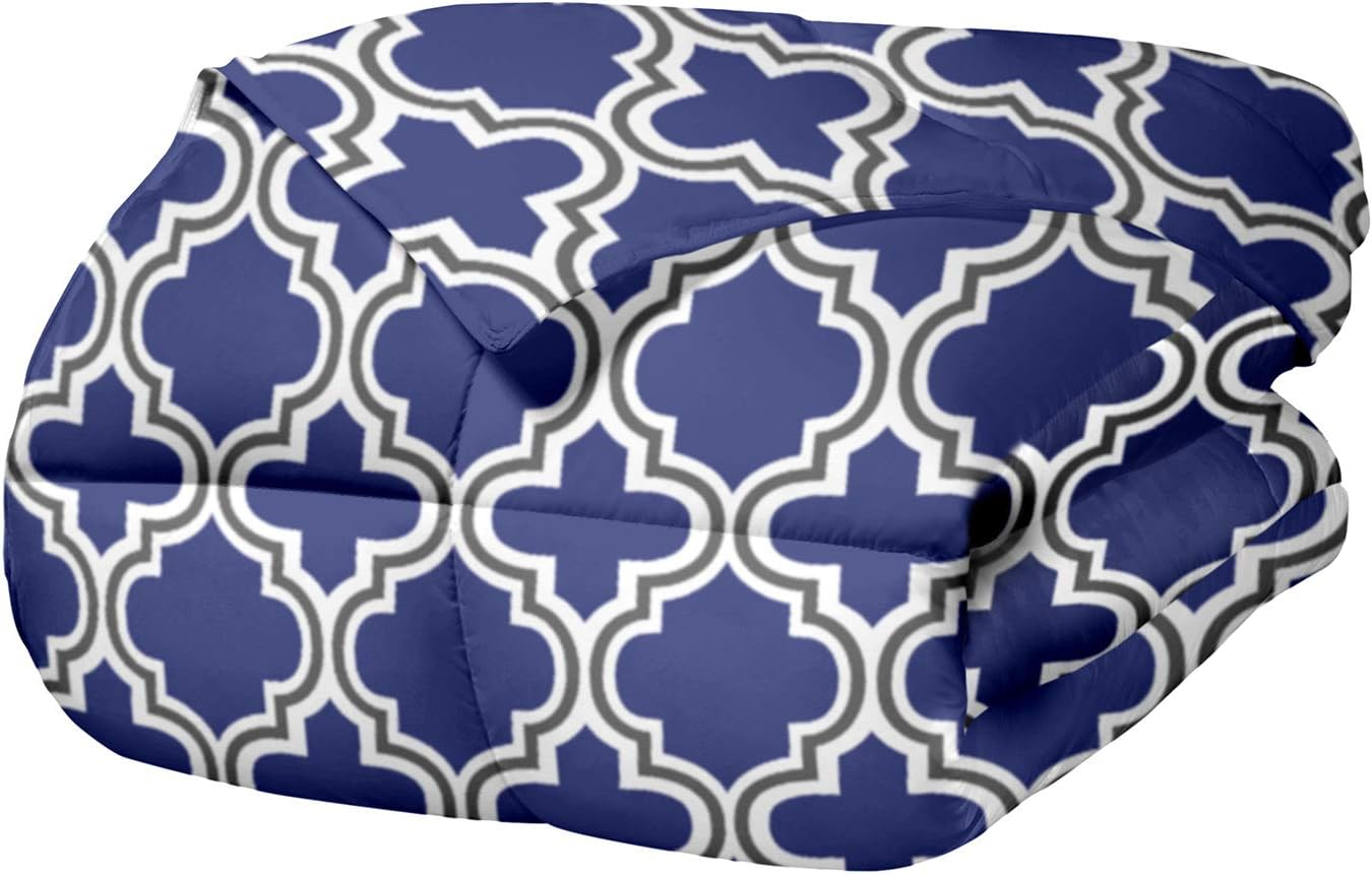 Superior 3 Piece Down Alternative Comforter Set, Twin/Twin XL, Navy Blue