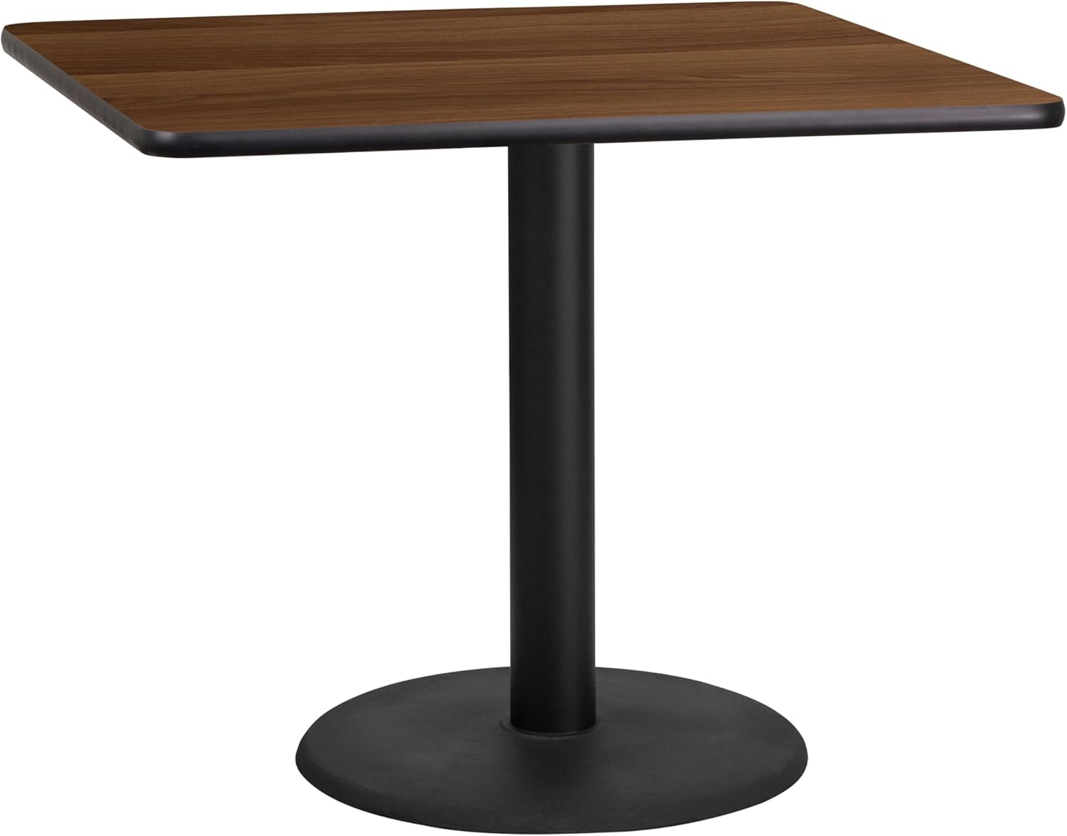 Flash Furniture 36'' Square Walnut Laminate Table Top with 24'' Round Table Height Base