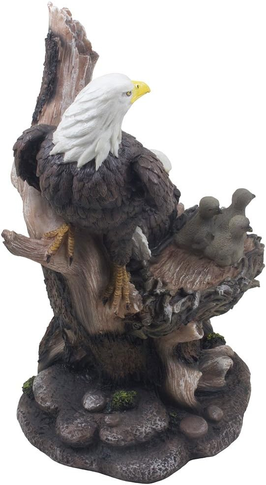 Patriotic American Bald Eagle Family Statue in Rustic Home Decor Sculptures & Figurines and Wildlife Bird Gifts