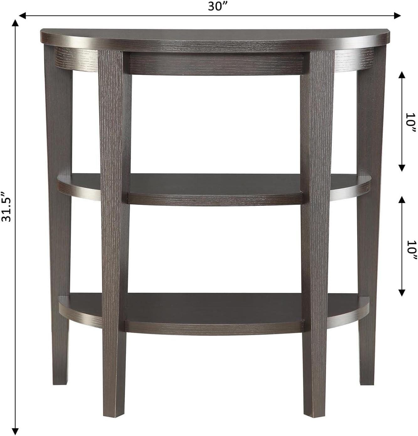 Convenience Concepts Newport Half-Circle Console Table with Shelves, Espresso