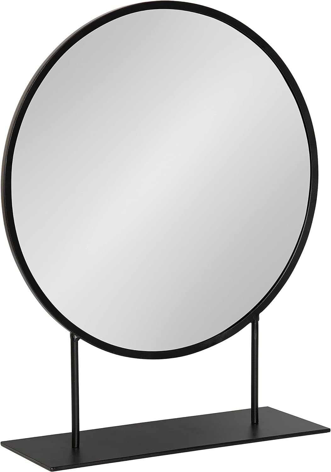 Kate and Laurel Rouen Modern Glam Round Metal Frame Table Mirror with Stand, Black