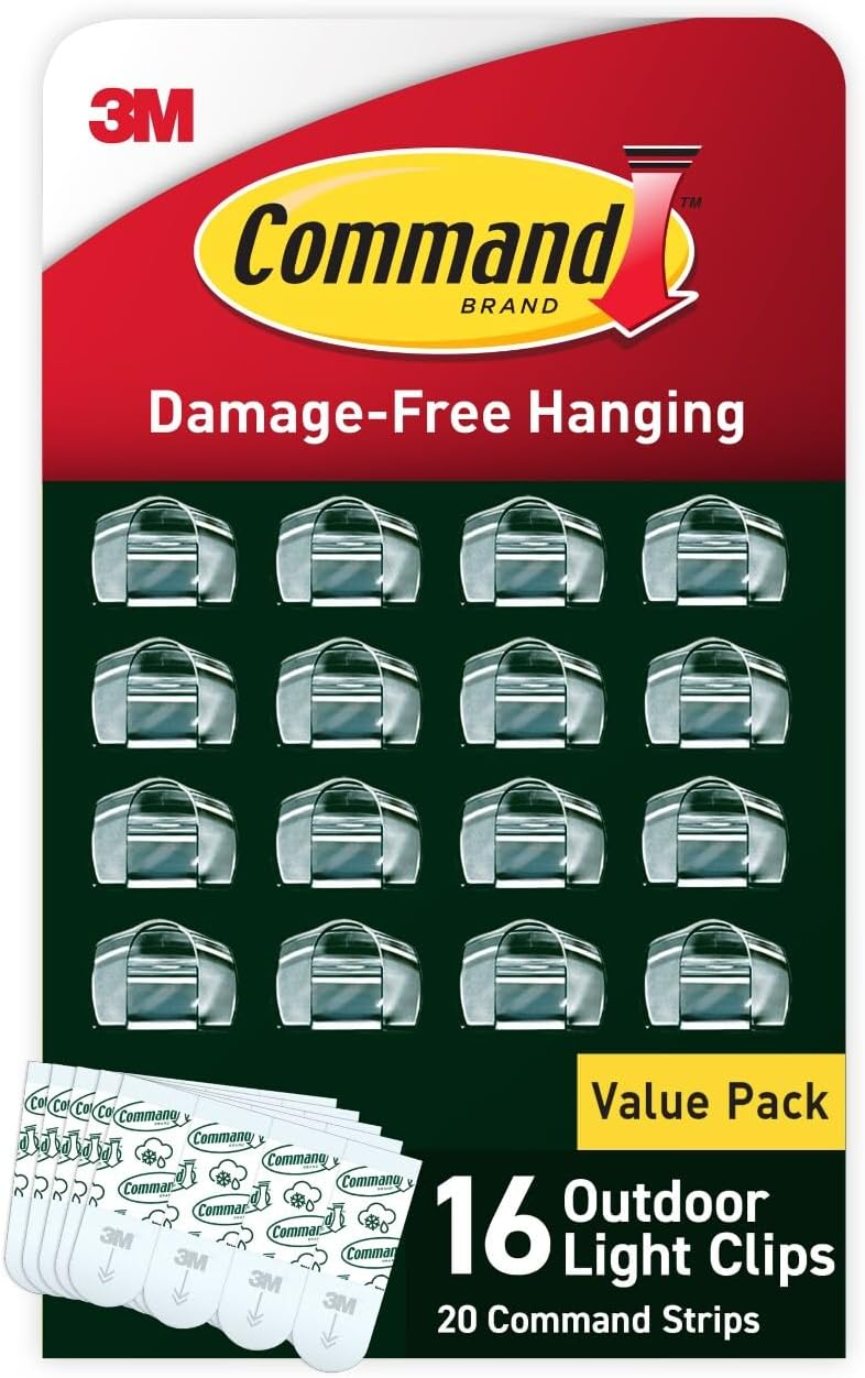 Command 17017CLR-AWES Outdoor Light Clips, Foam Strip, Clear, 16-Pk. - Quantity 4