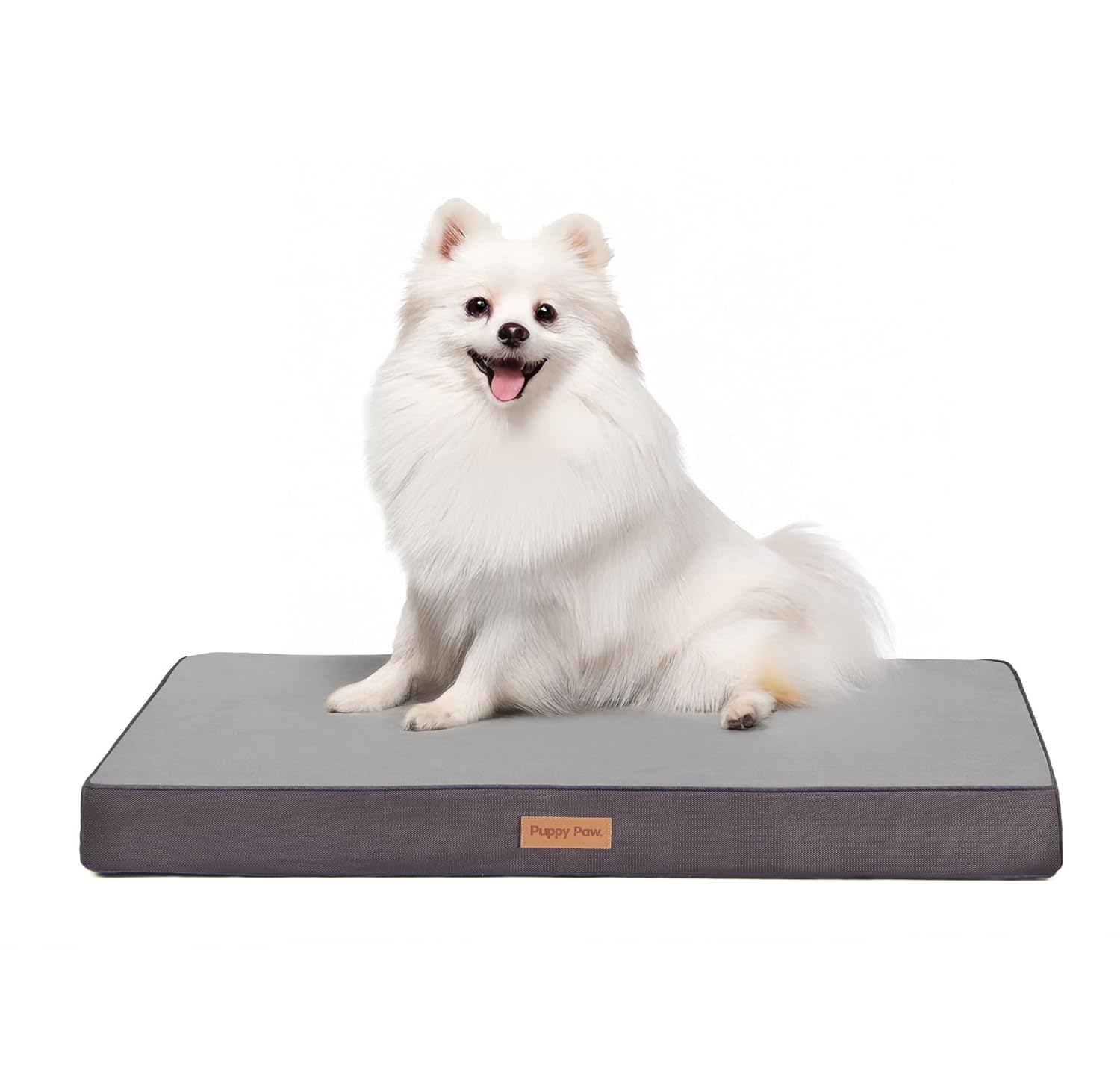 Gray Plush Rectangular Washable Cooling Pet Bed for Medium Dogs