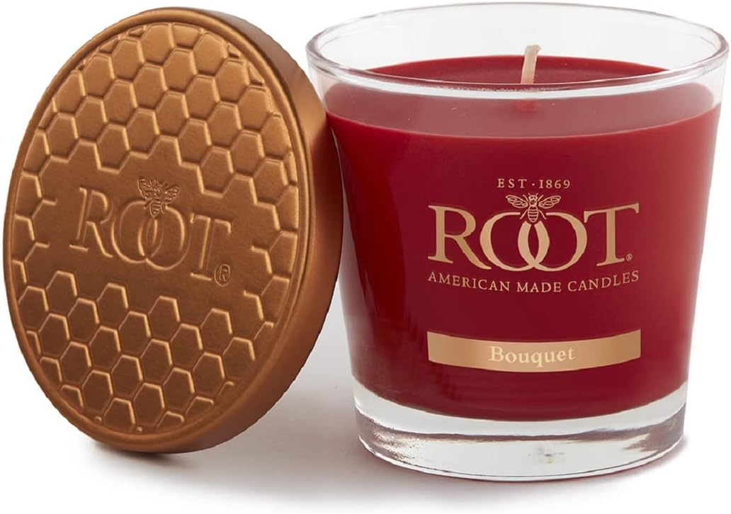 Root Candles Scented Candles Honeycomb Veriglass Premium Handcrafted Beeswax Blend Candle, Small, Small, Bouquet