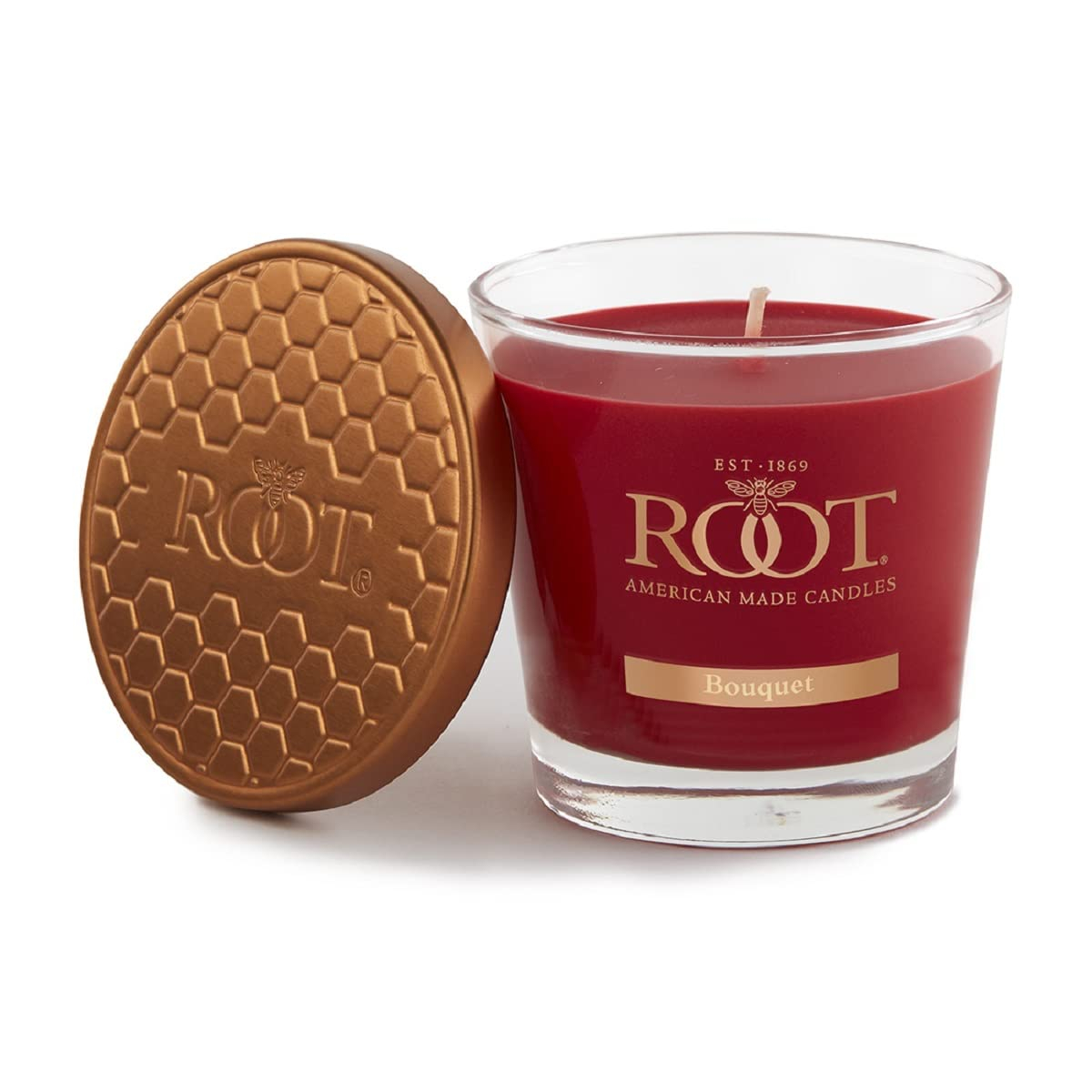 Root Candles Scented Candles Honeycomb Veriglass Premium Handcrafted Beeswax Blend Candle, Small, Small, Bouquet