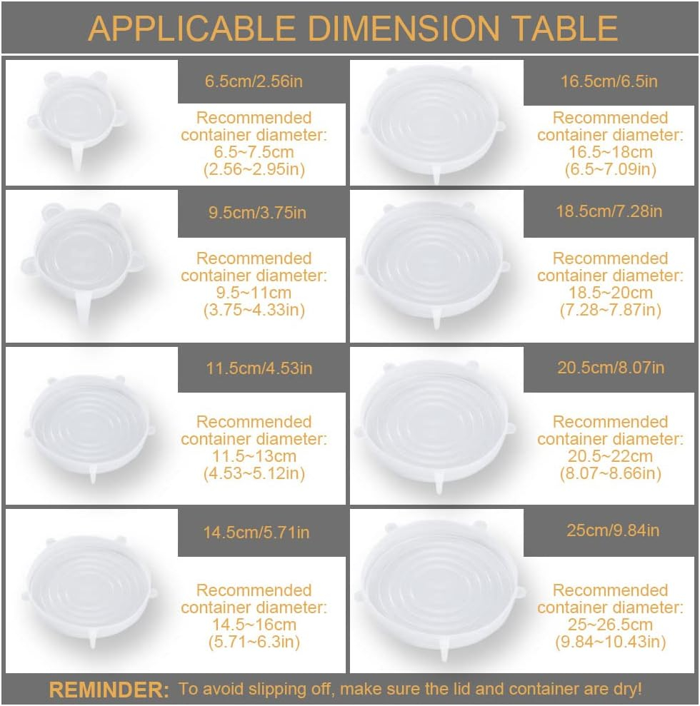 4 Pack Same Size Silicone Stretch Lids, Thicker Reusable Sturdy Silicone Container Cover, Expandable Food Storage Covers, Dishwasher and Freezer Safe, 2.56in(6.5cm)