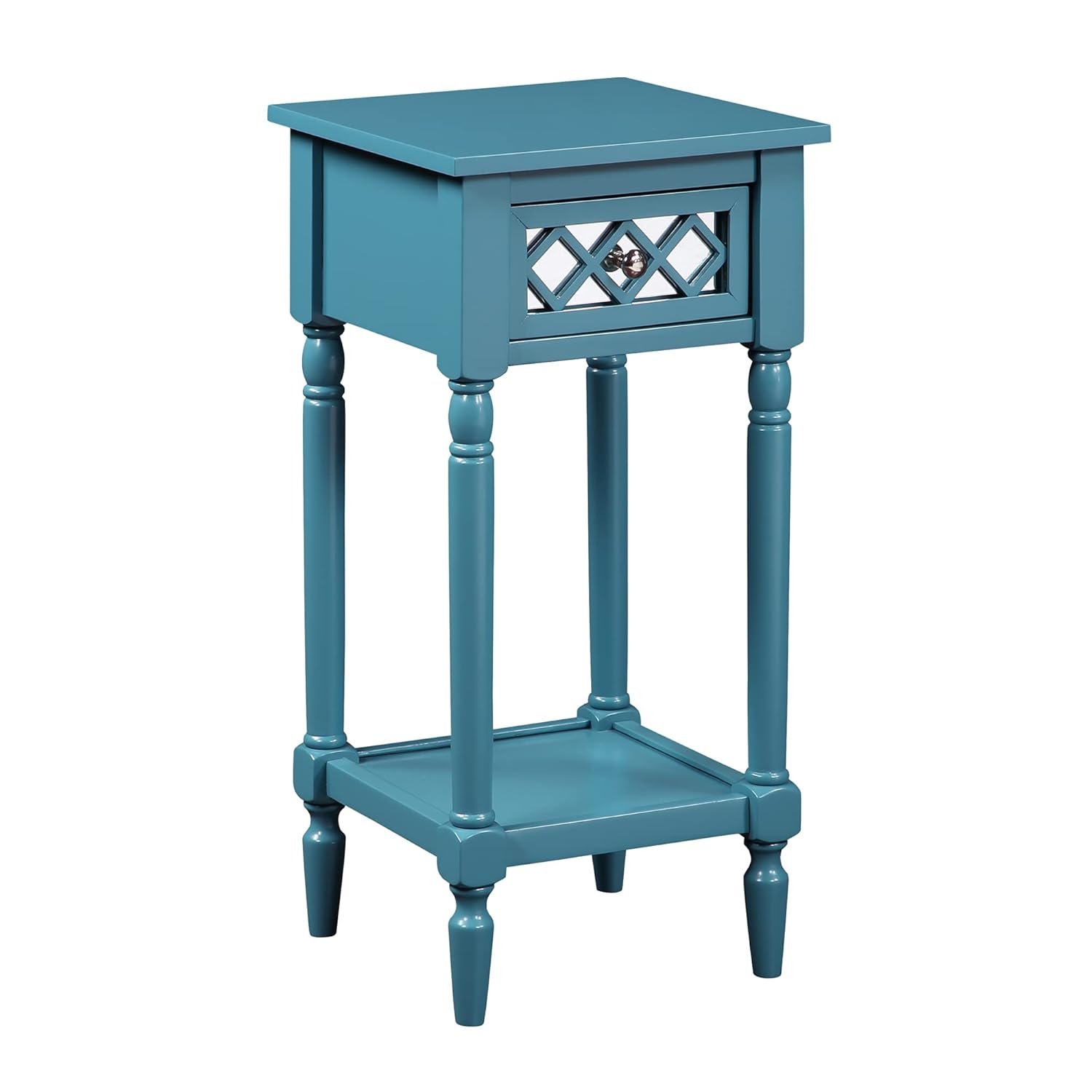 Convenience Concepts French Country Khloe Deluxe 1 Drawer Accent Table with Shelf, Blue