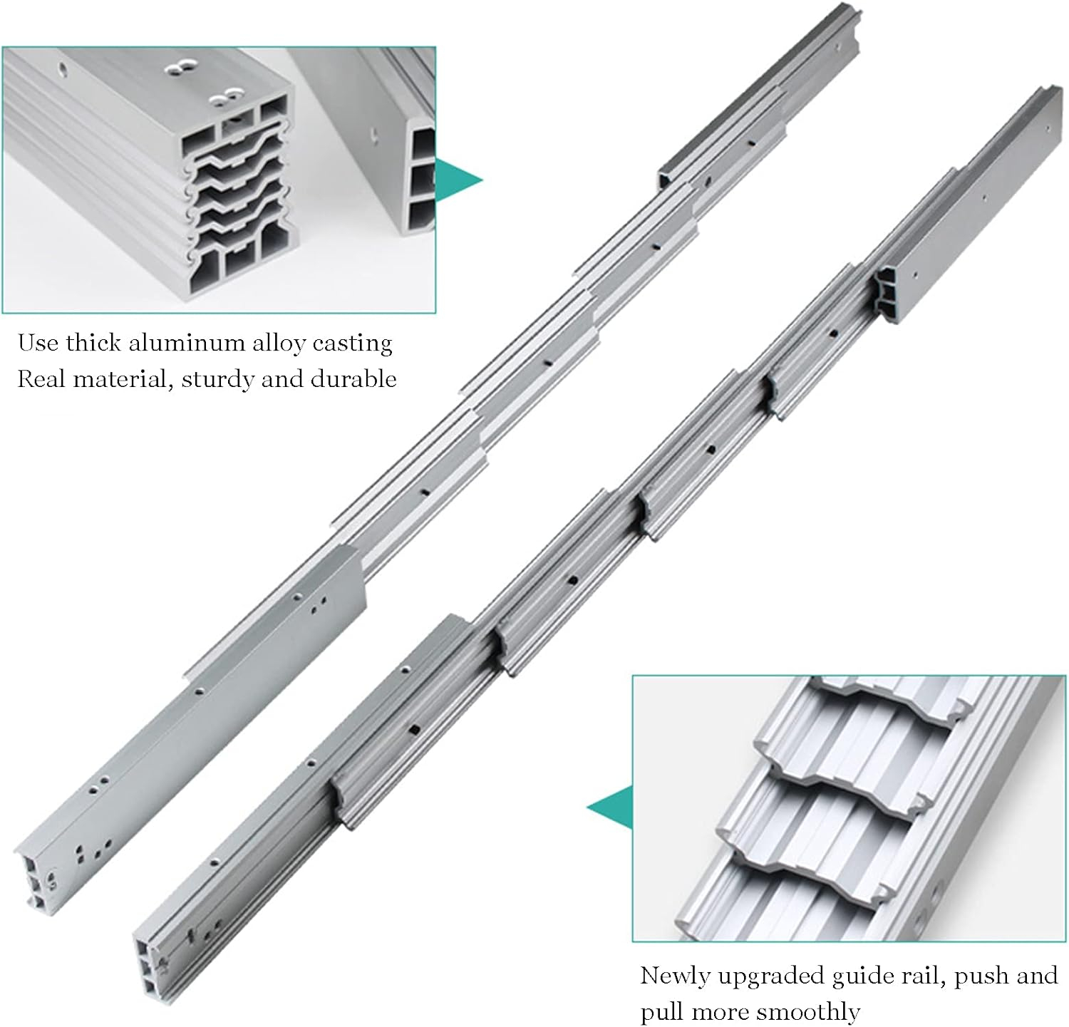 Aluminum Telescopic Cabinet Table Guide Rail Hinge Home Hardware Accessories for Concealed Desk Kitchen Countertop, 1450mm