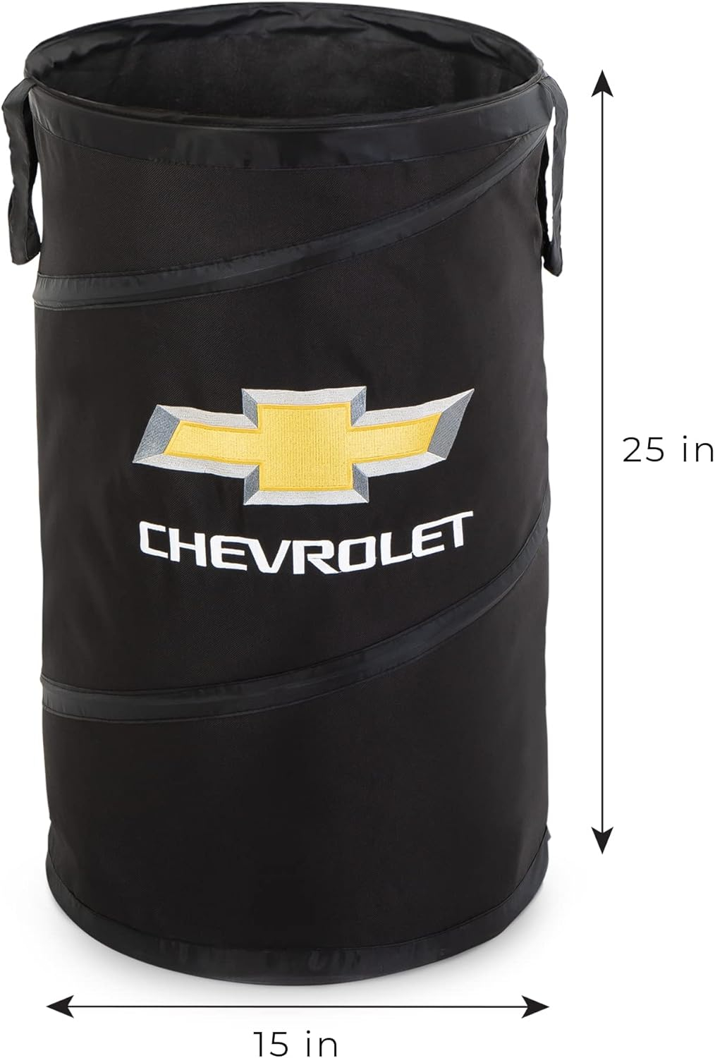 Pop-Up Spiral Laundry Hamper Bag Heavy Duty Polyester - Holds 2 Loads - 15 x 25 inch  - (Black) - Chevy