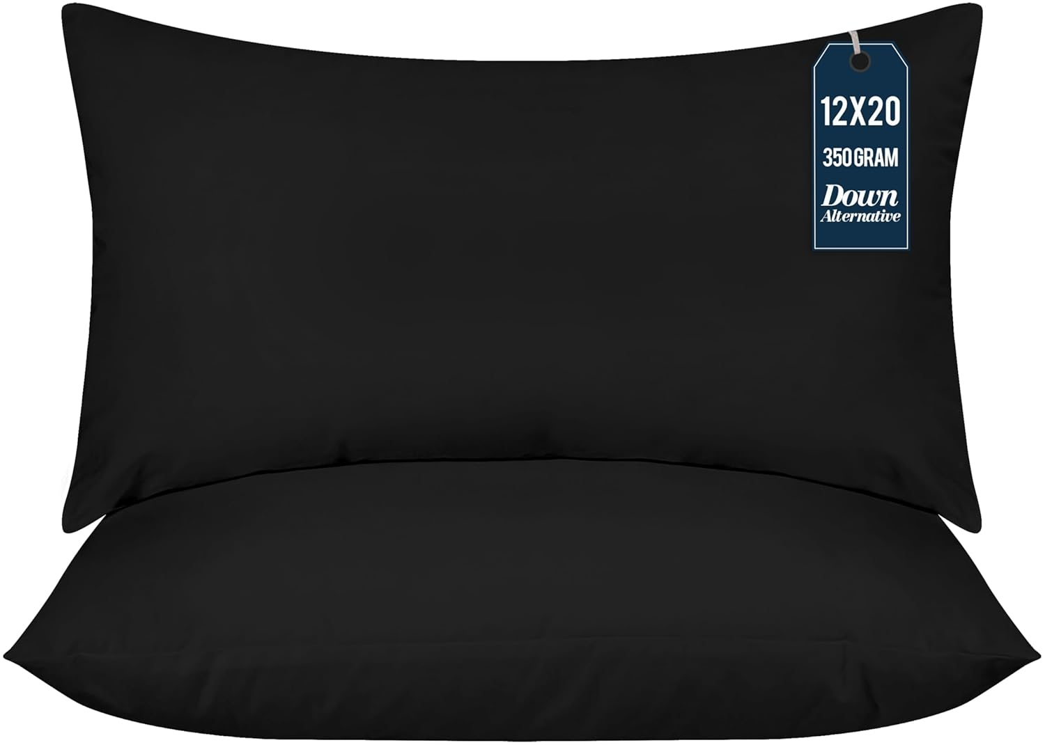Utopia Bedding Throw Pillows (Pack of 2, Black), 12 x 20 Inches Indoor Decorative Pillow Insert for Sofa, Bed and Couch