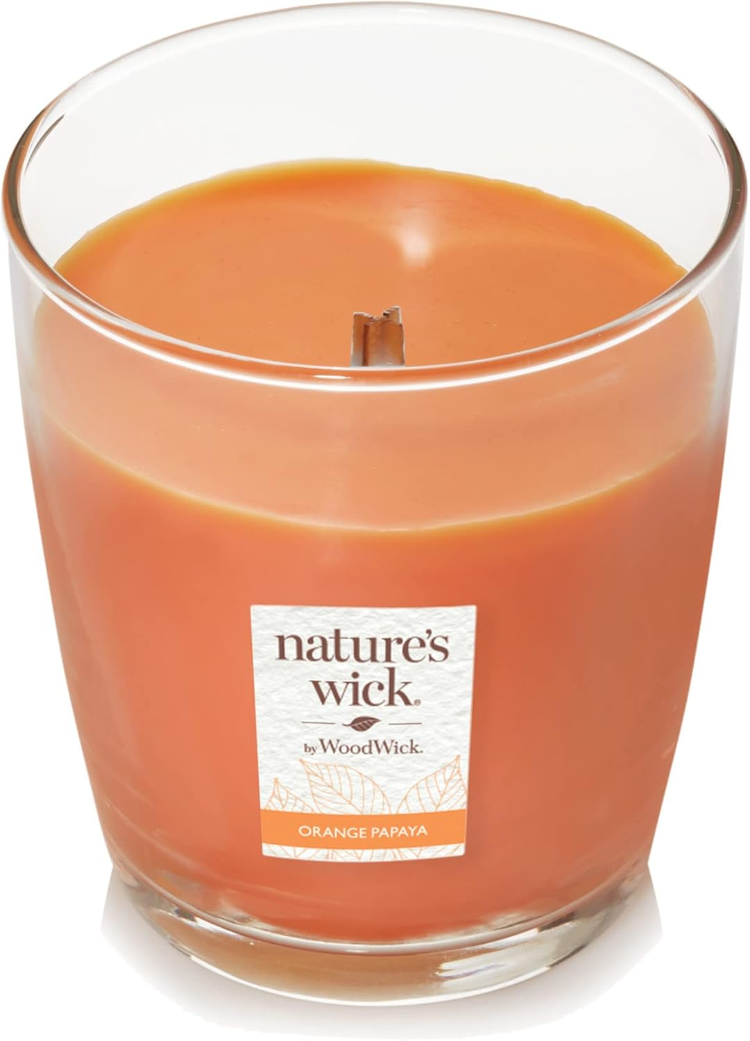 WoodWick Nature's Wick Orange Papaya Scented Candle, 10oz with Wooden Lid, Crackles at it Burns, Fall