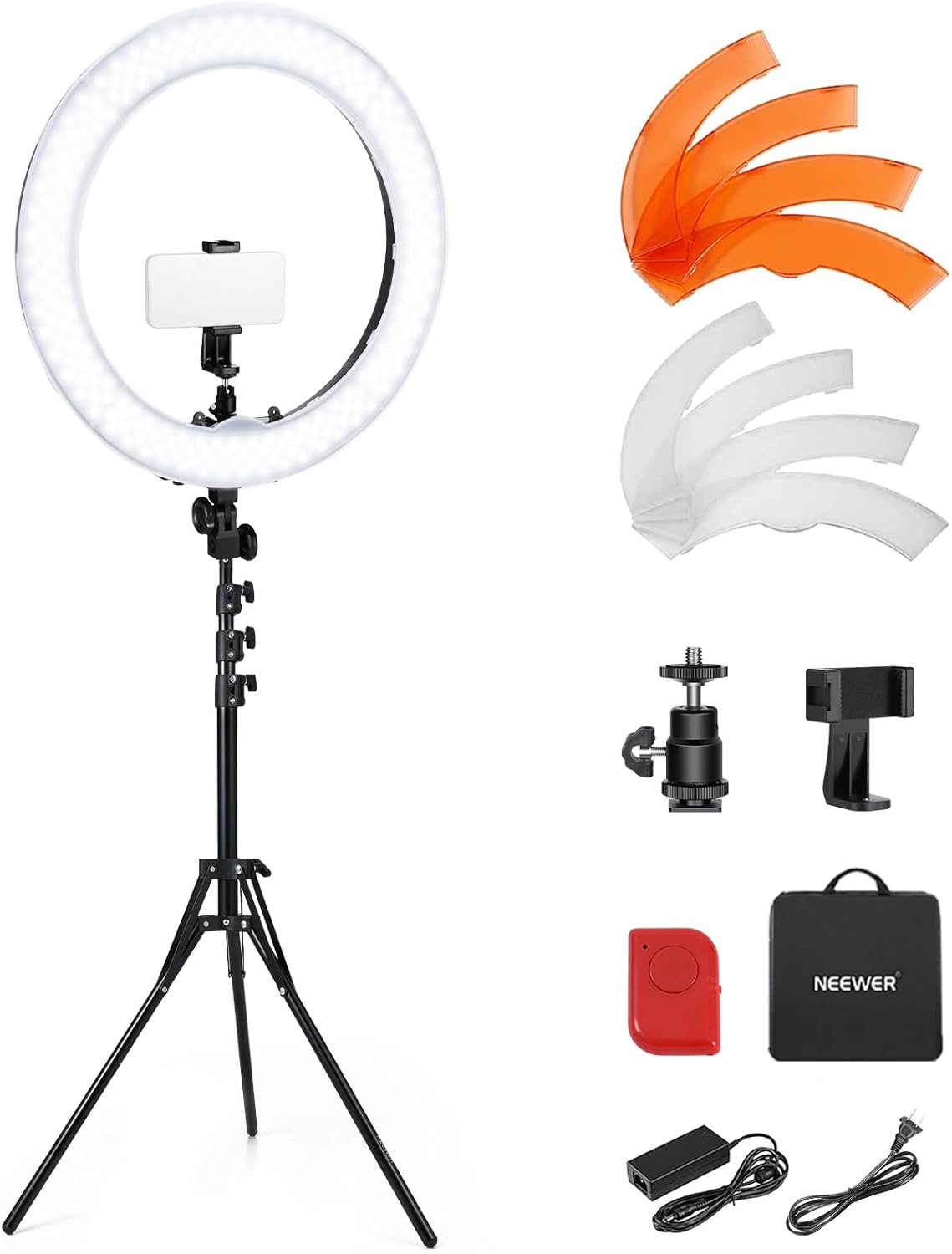 Neewer 55W 18" Ring Light Kit, 5600K Dimmable LED Ringlight Tripod Stand Phone Holder for iPhone Selfie Makeup Tattoo Studio Photo Video Recording