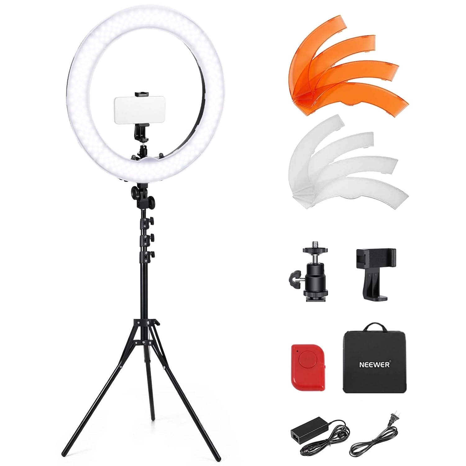 Neewer 55W 18" Ring Light Kit, 5600K Dimmable LED Ringlight Tripod Stand Phone Holder for iPhone Selfie Makeup Tattoo Studio Photo Video Recording